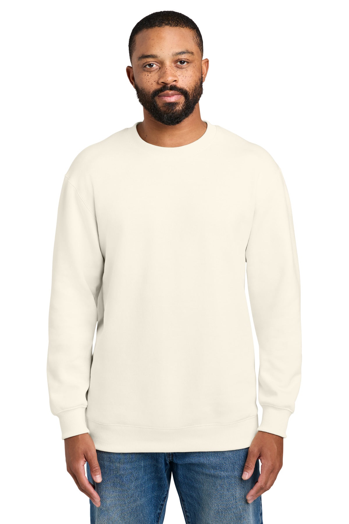 Custom logo Port & Co® Foundation Fleece Pullover Crewneck Sweatshirt PC107 in Ivory