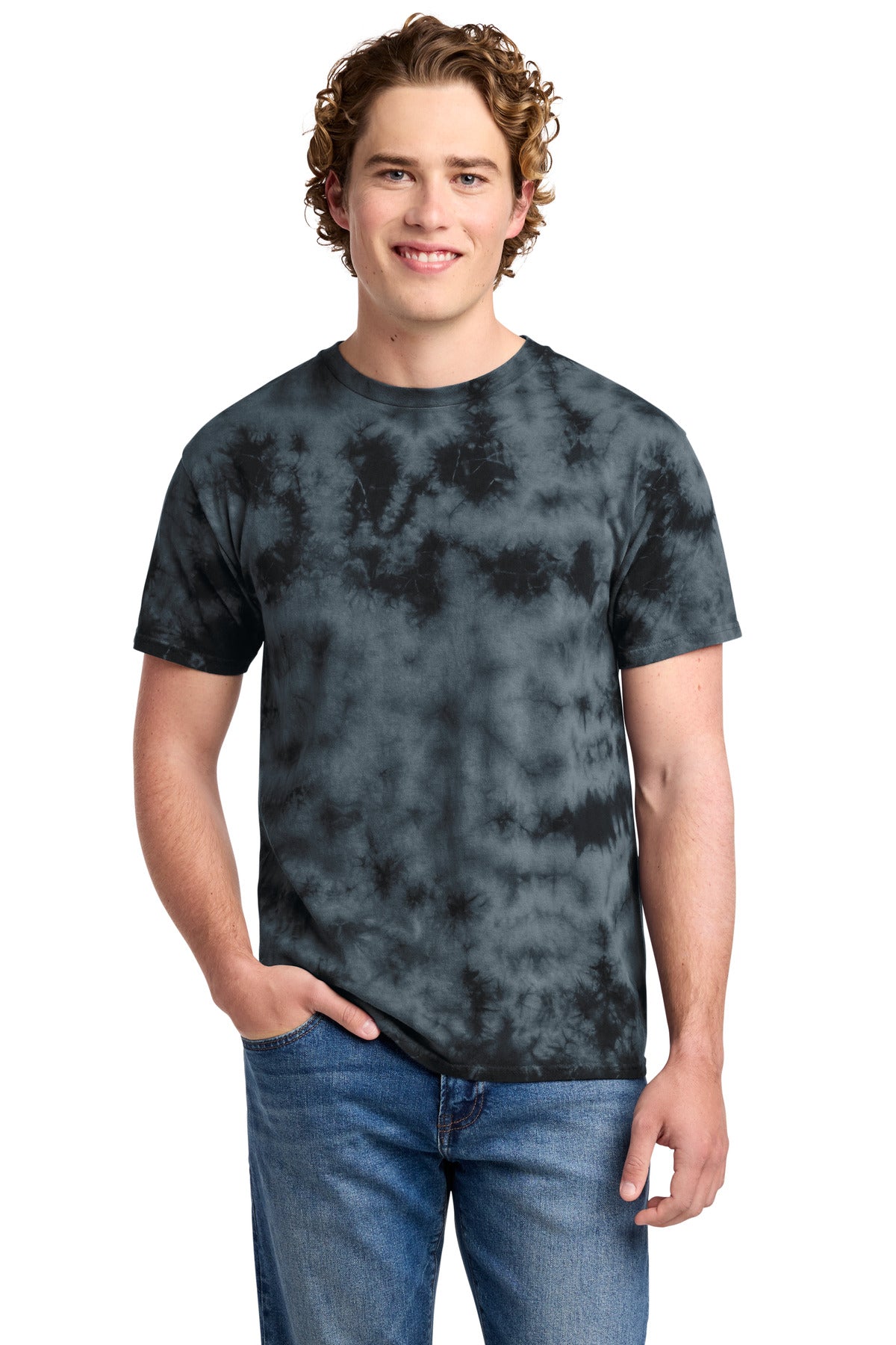 Custom logo Port & Co® Crystal Tie-Dye Tee PC145 in Black