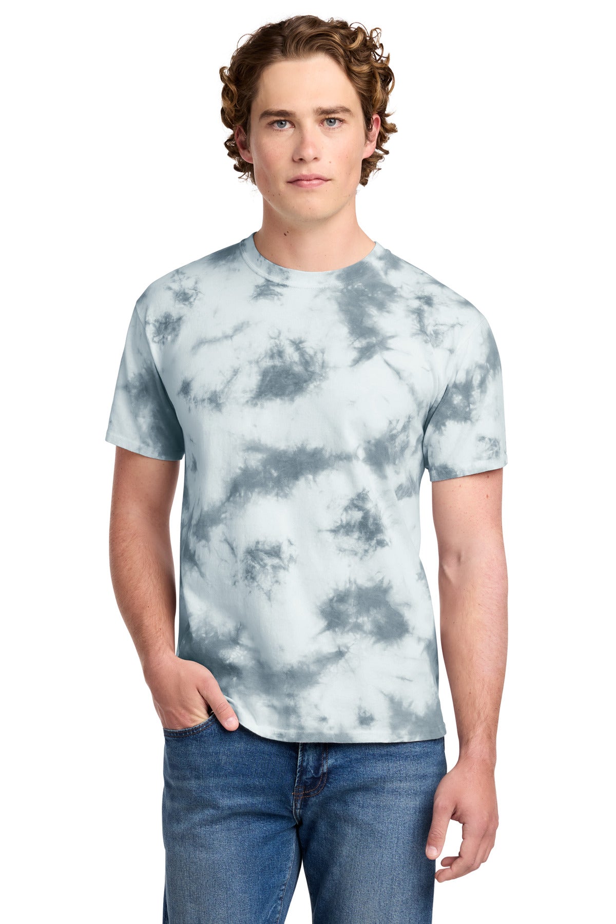 Custom logo Port & Co® Crystal Tie-Dye Tee PC145 in Grey