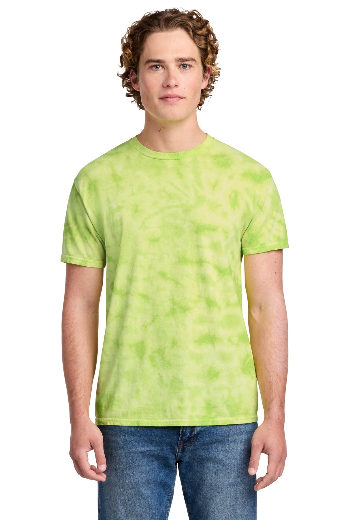 Custom logo Port & Co® Crystal Tie-Dye Tee PC145 in Lemon Lime