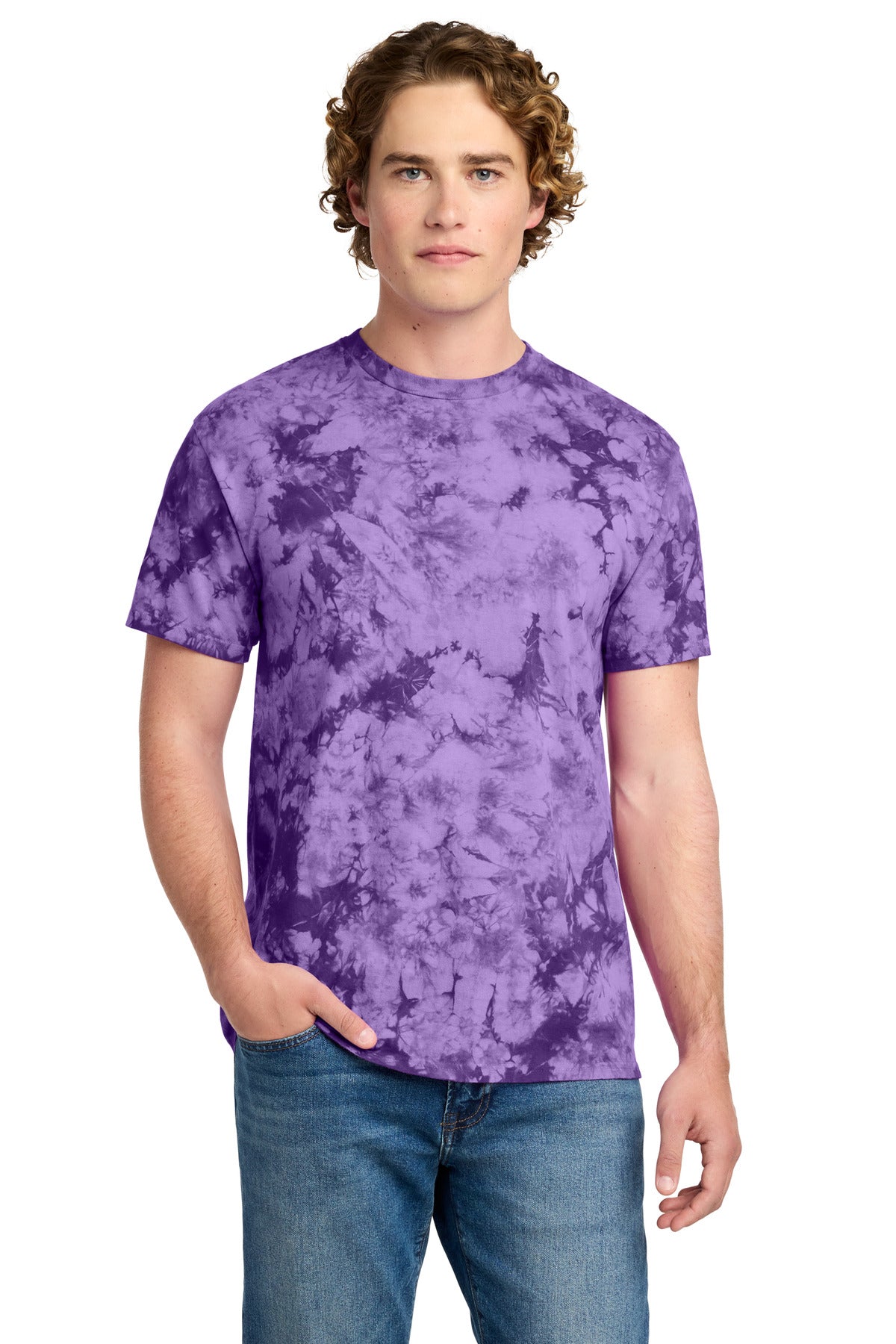 Custom logo Port & Co® Crystal Tie-Dye Tee PC145 in Purple