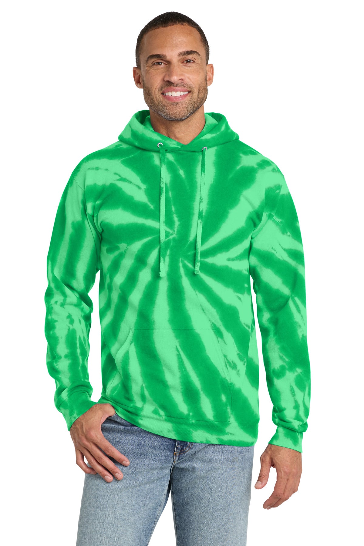 Custom logo Port & Co® Tie-Dye Pullover Hooded Sweatshirt. PC146 in Kelly