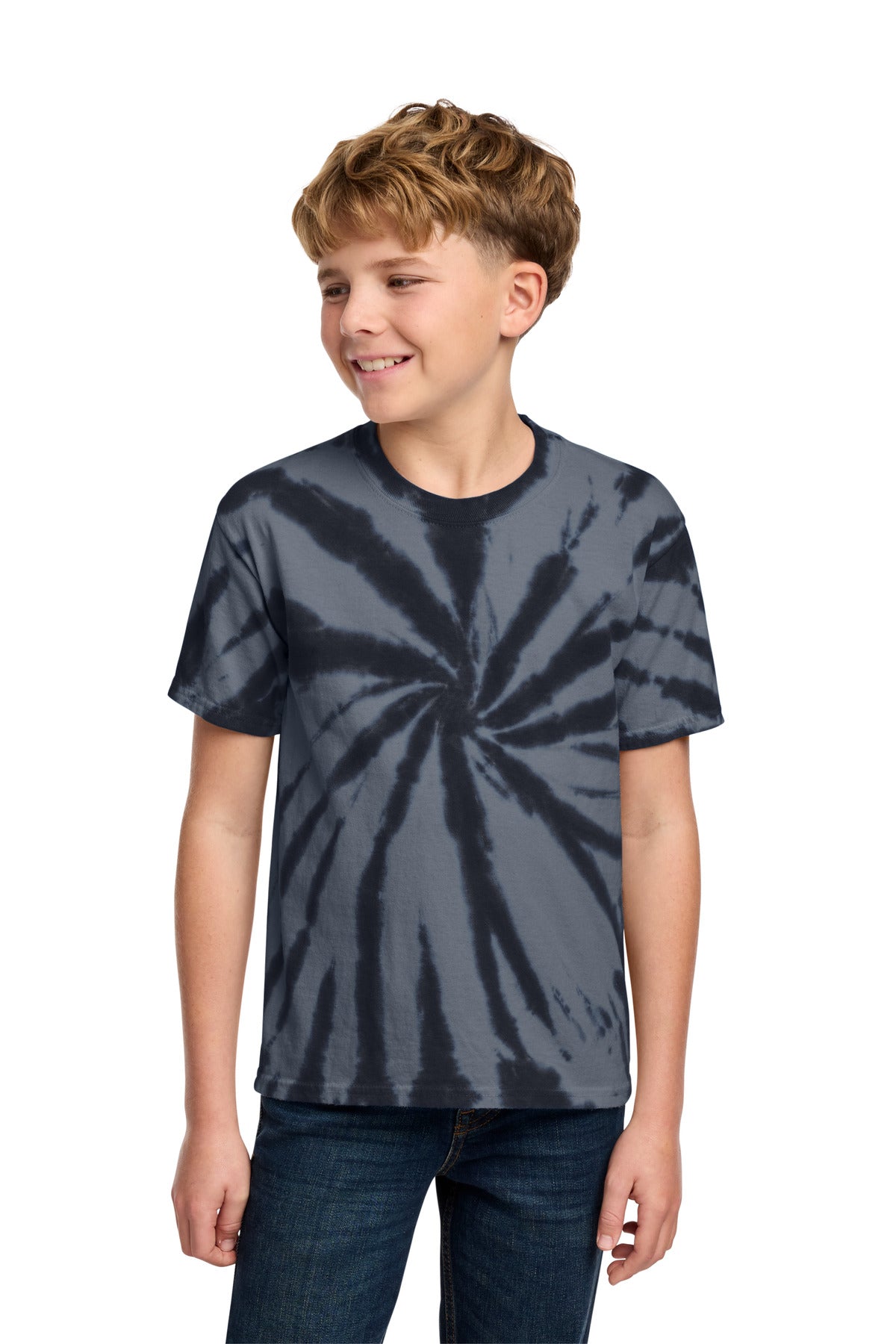 Custom logo Port & Co® Youth Tie-Dye Tee. PC147Y in Black