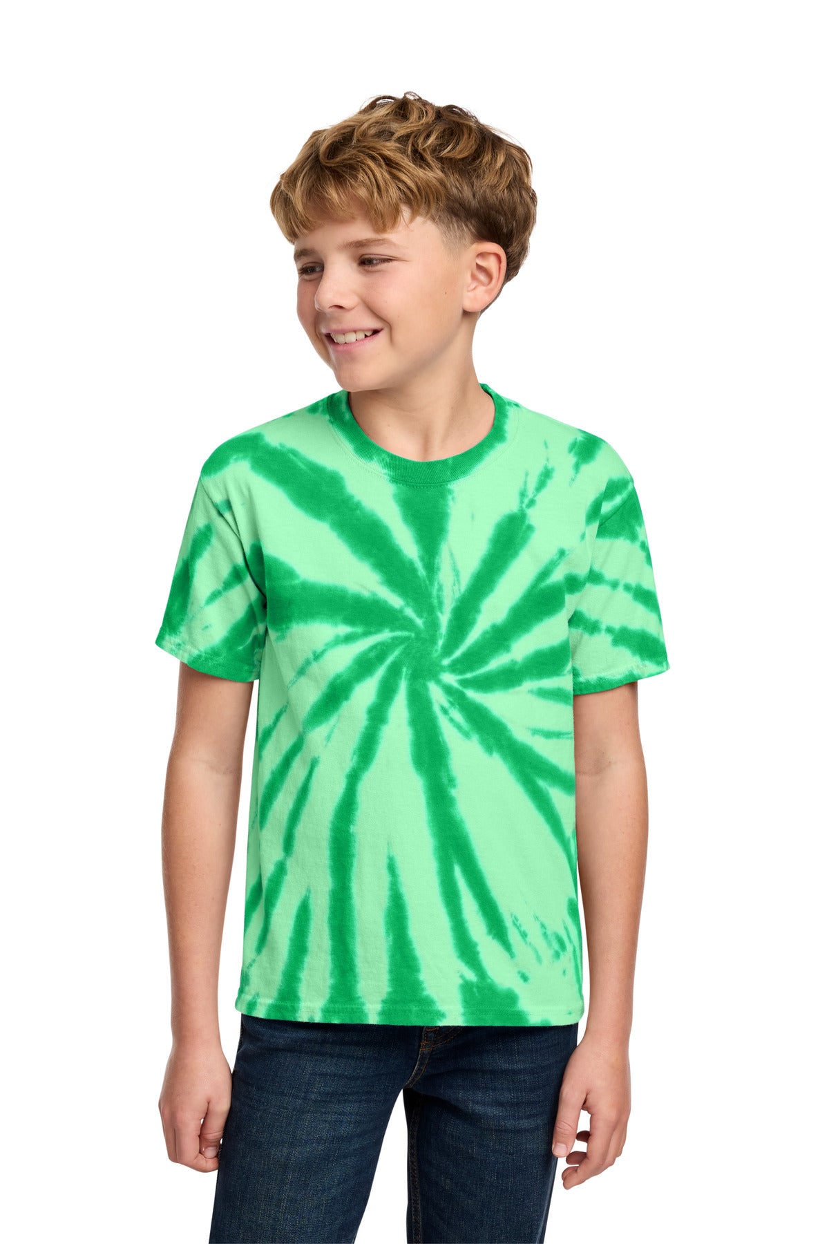 Custom logo Port & Co® Youth Tie-Dye Tee. PC147Y in Kelly