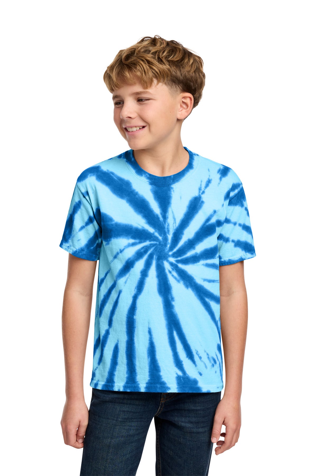 Custom logo Port & Co® Youth Tie-Dye Tee. PC147Y in Royal