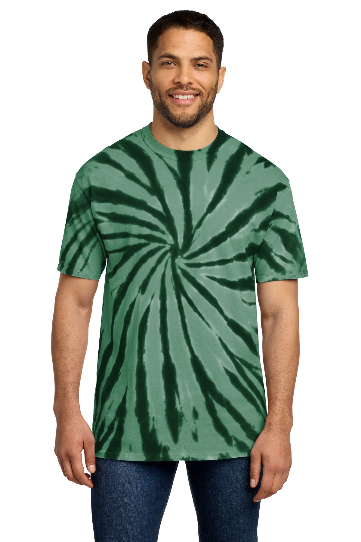 Custom logo Port & Co® Tie-Dye Tee. PC147 in Forest Green