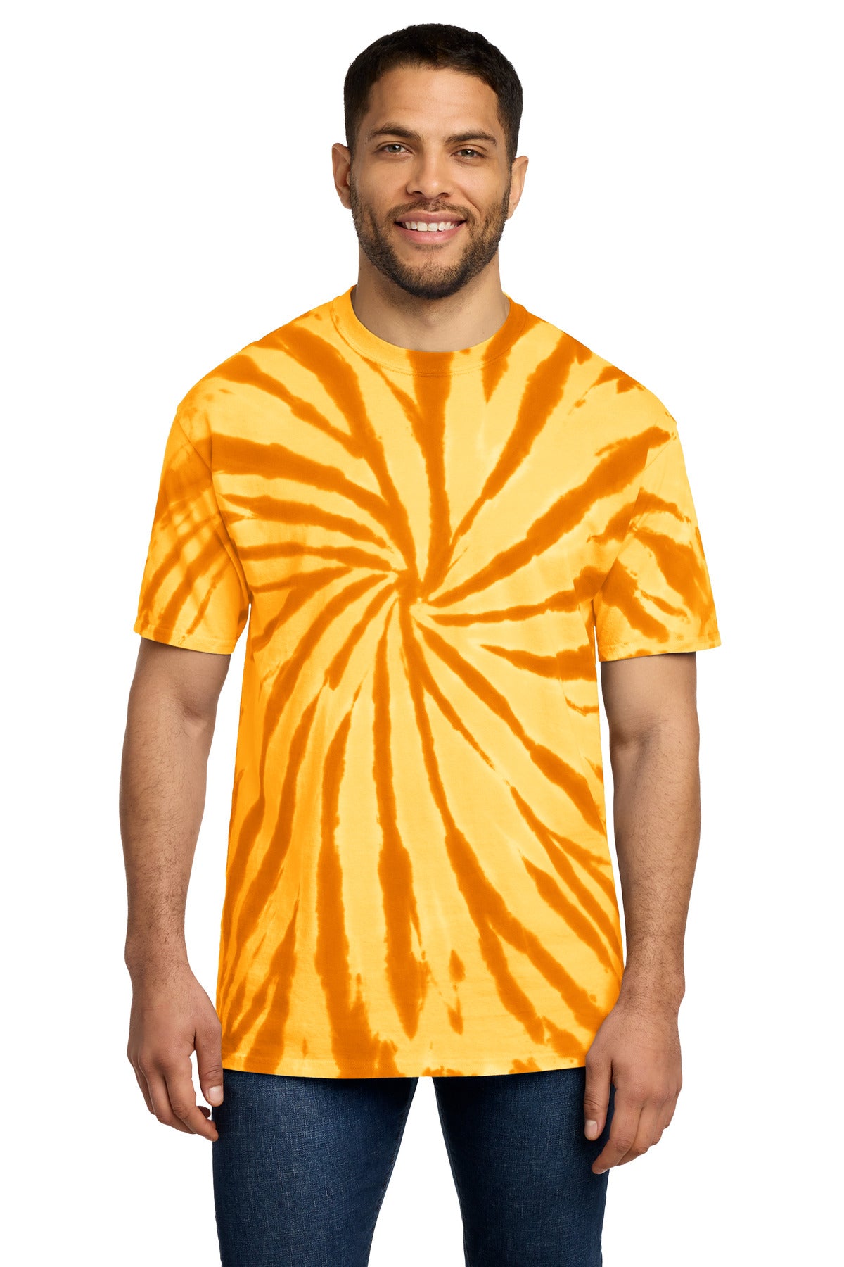 Custom logo Port & Co® Tie-Dye Tee. PC147 in Gold