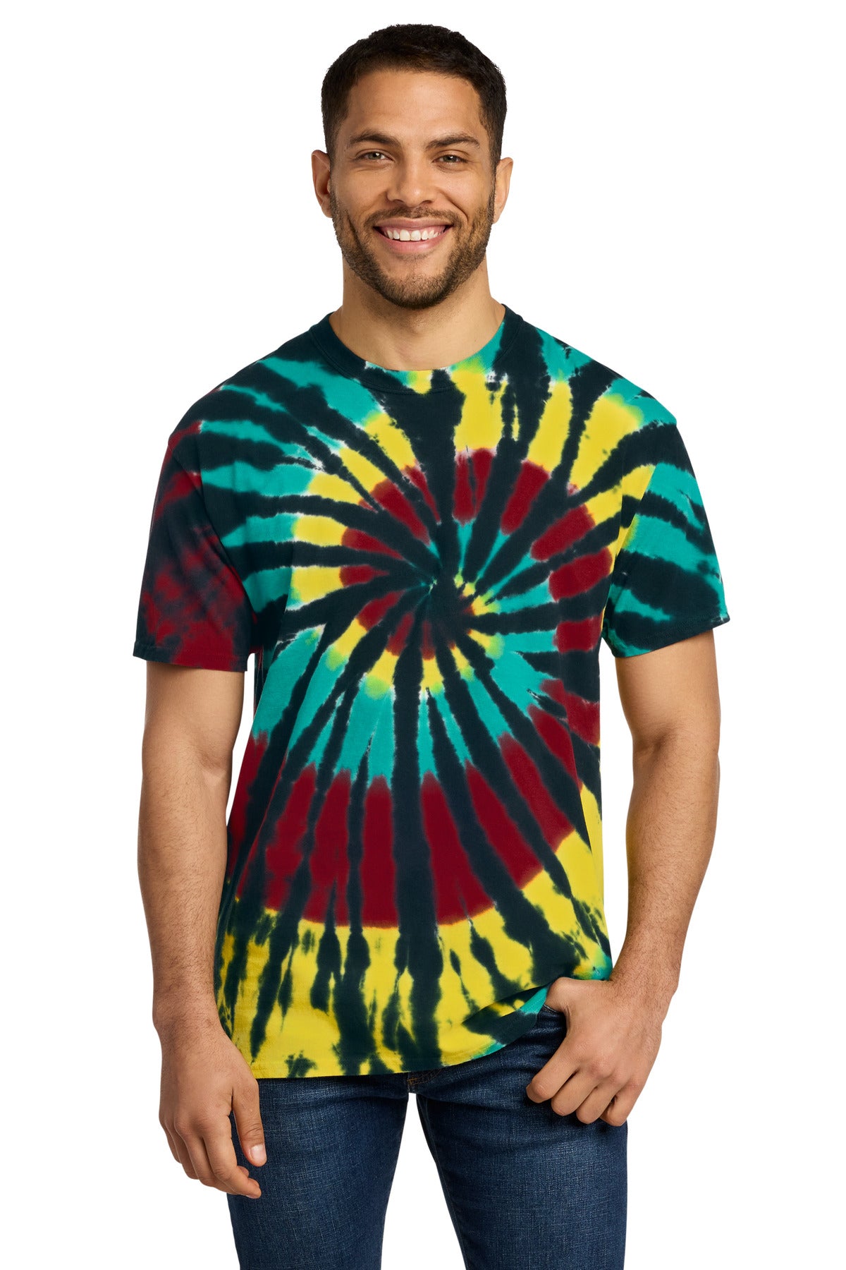 Custom logo Port & Co® Tie-Dye Tee. PC147 in Island Spiral