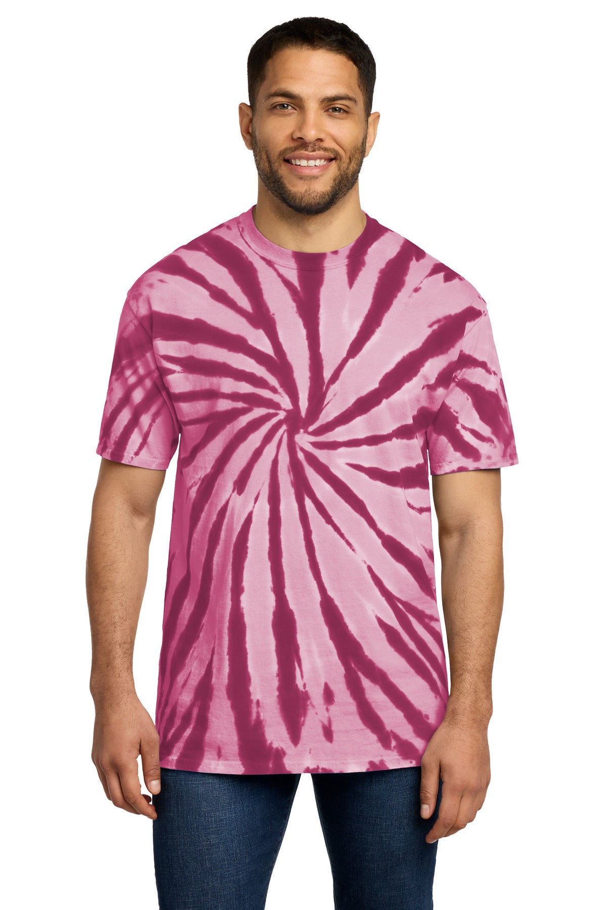 Custom logo Port & Co® Tie-Dye Tee. PC147 in Maroon