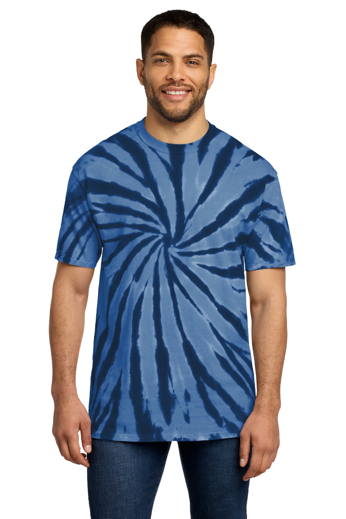 Custom logo Port & Co® Tie-Dye Tee. PC147 in Navy