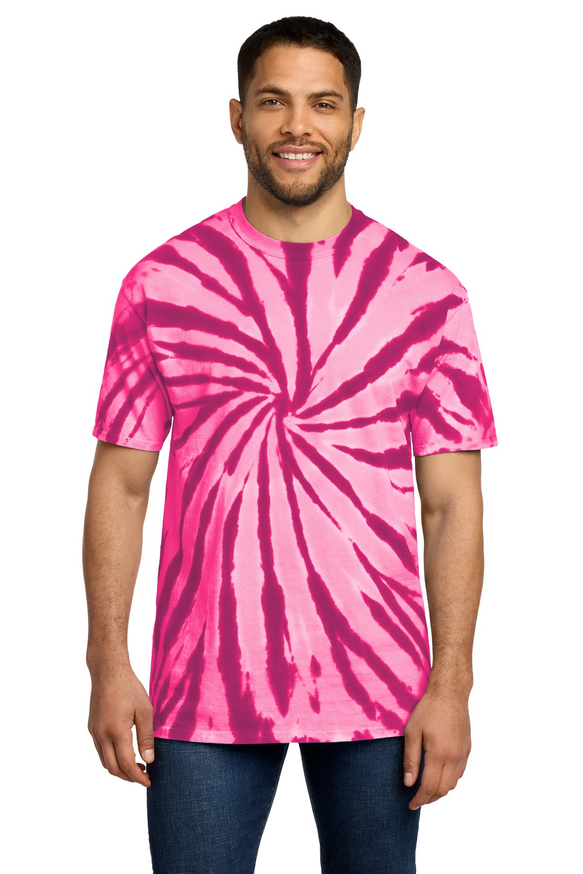 Custom logo Port & Co® Tie-Dye Tee. PC147 in Pink