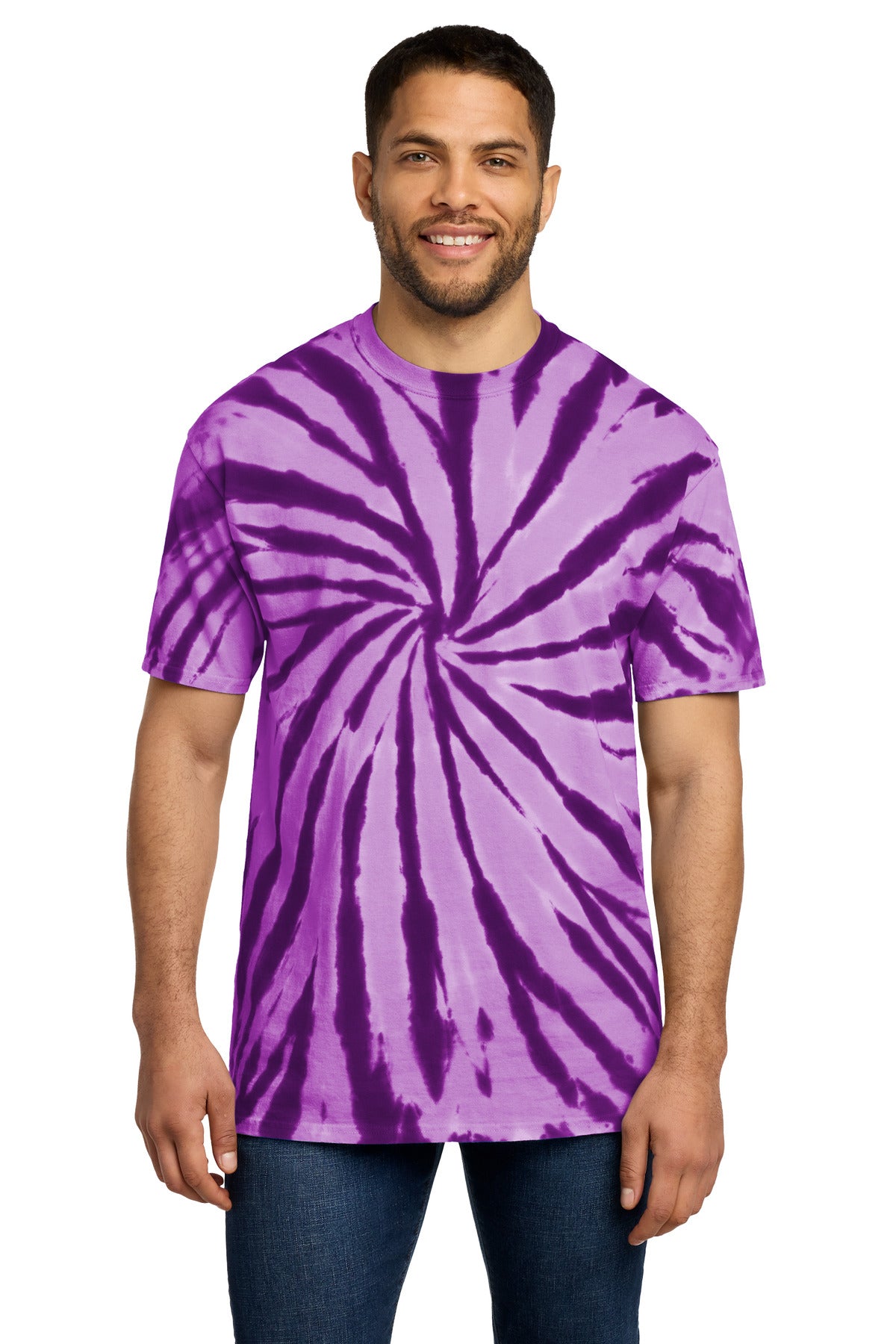 Custom logo Port & Co® Tie-Dye Tee. PC147 in Purple