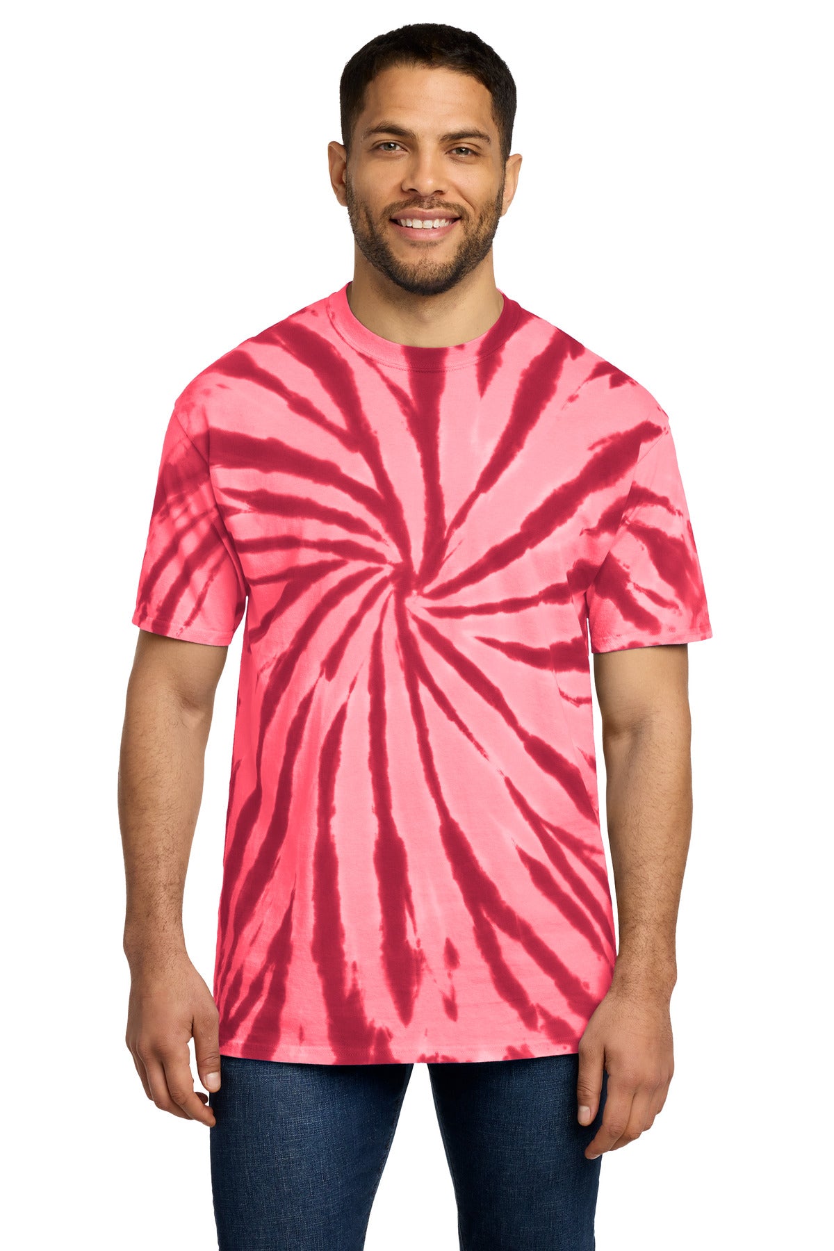Custom logo Port & Co® Tie-Dye Tee. PC147 in Red