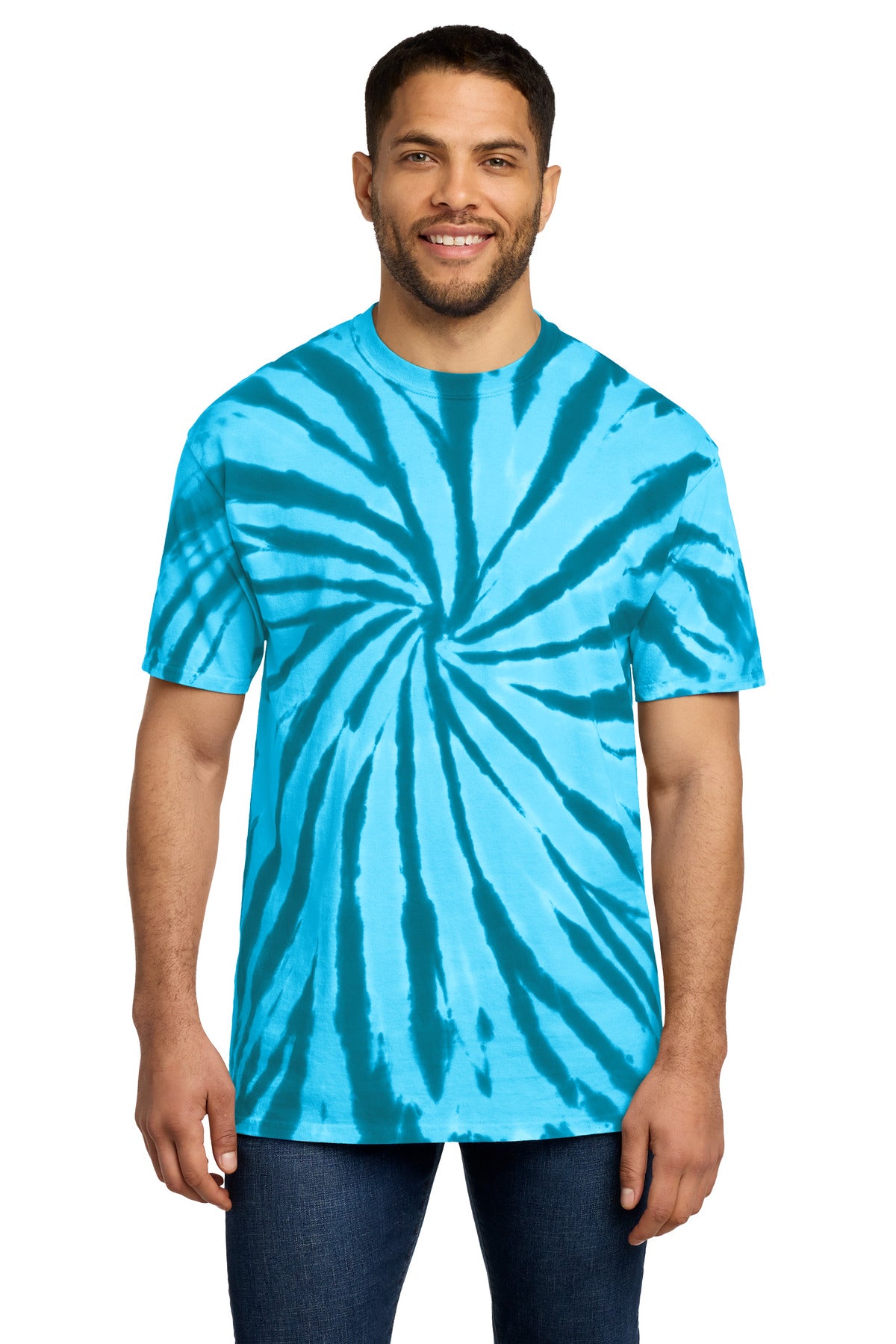Custom logo Port & Co® Tie-Dye Tee. PC147 in Turquoise