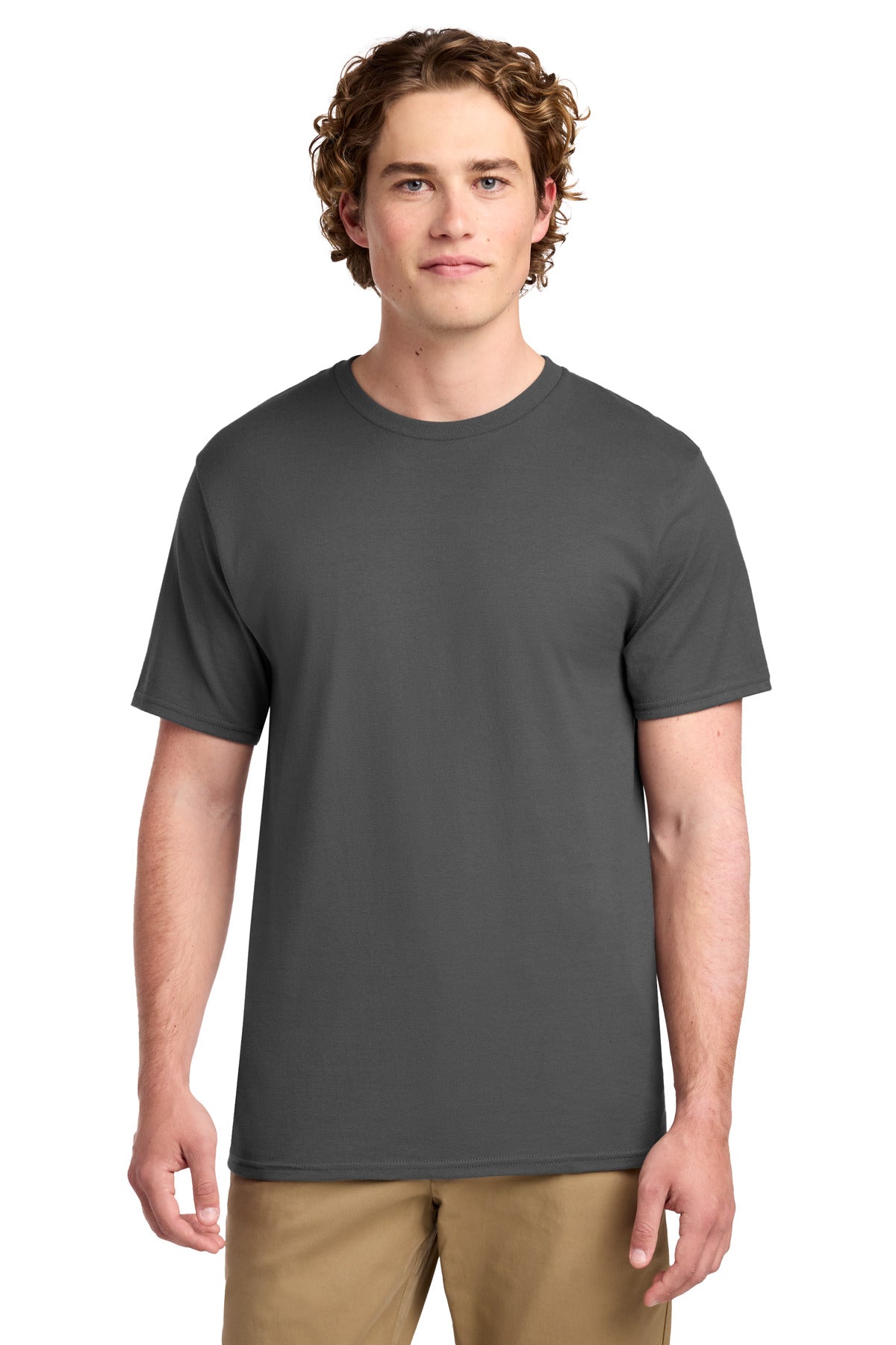 Custom logo Port & Co® Ring Spun Cotton Tee. PC150 in Charcoal