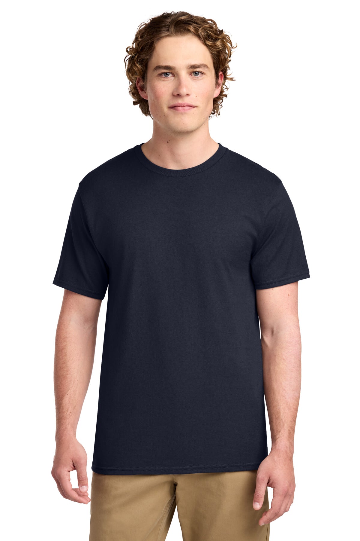 Custom logo Port & Co® Ring Spun Cotton Tee. PC150 in Navy