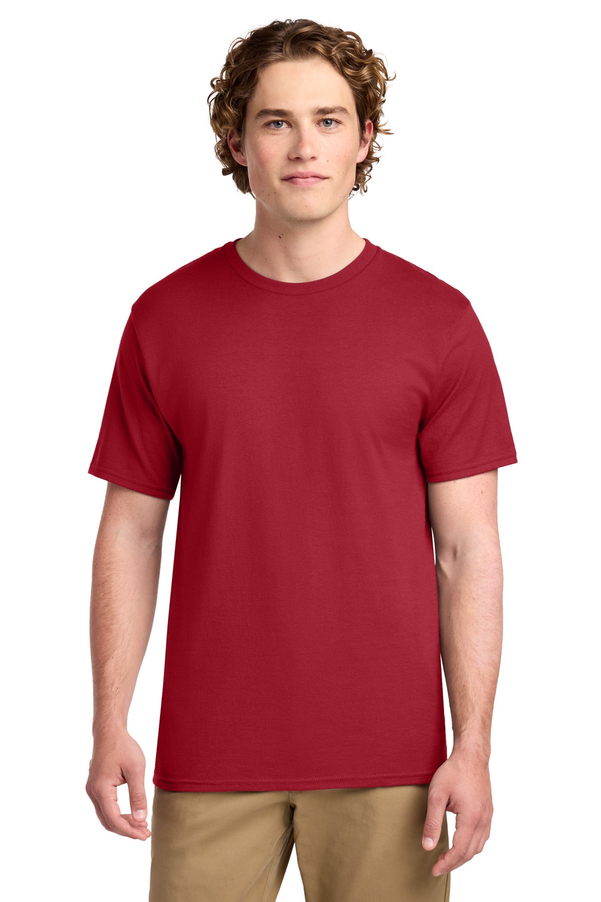 Custom logo Port & Co® Ring Spun Cotton Tee. PC150 in Red