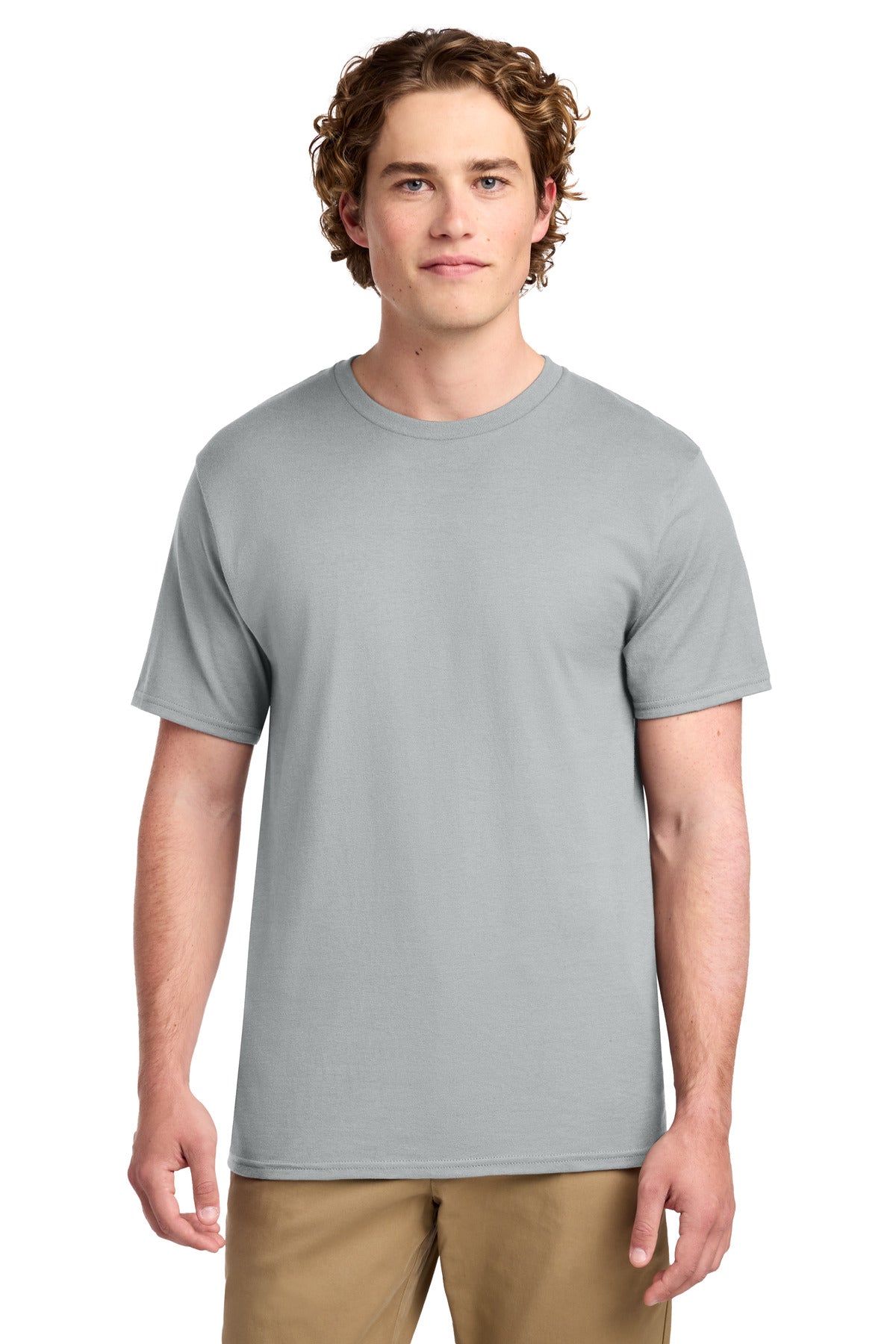 Custom logo Port & Co® Ring Spun Cotton Tee. PC150 in Silver