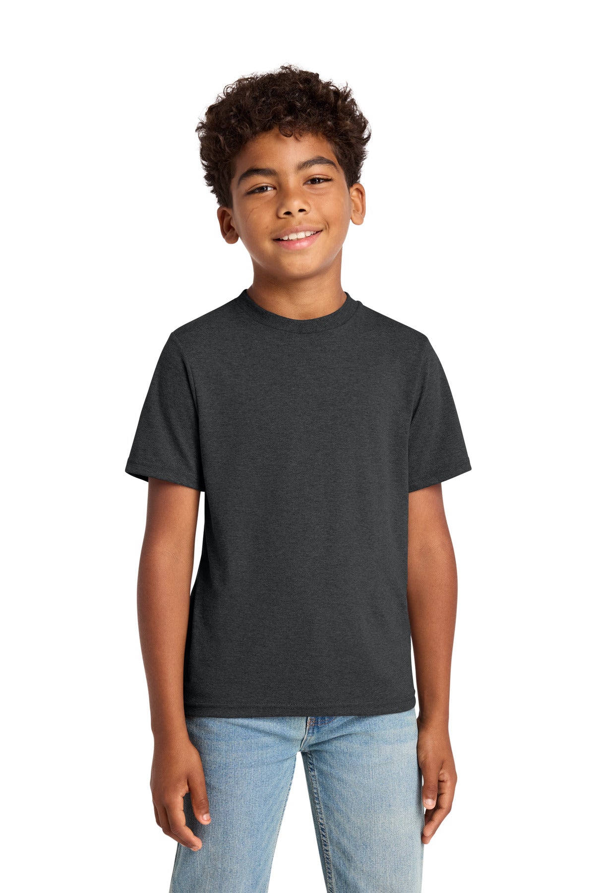 Custom logo Port & Co® Youth Tri-Blend Tee PC330Y in Black Heather