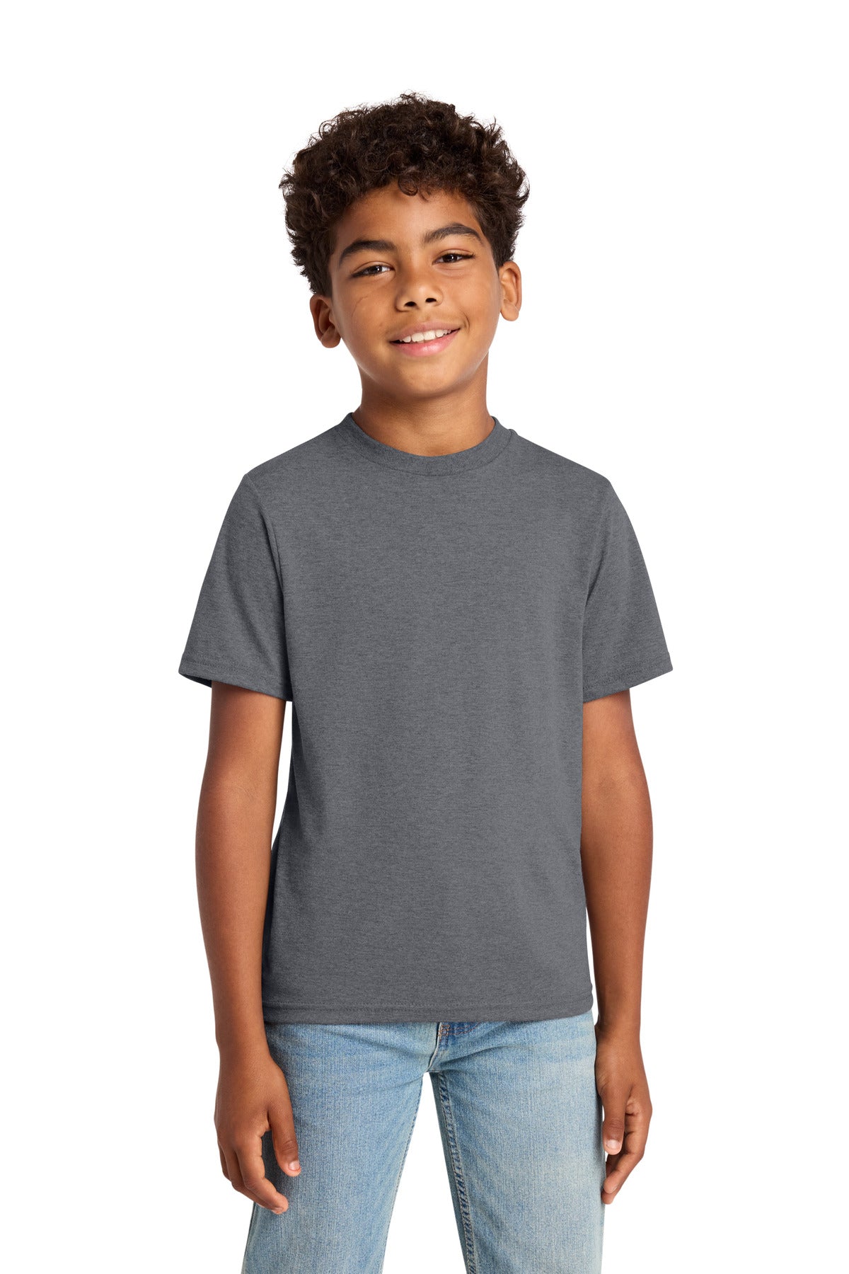 Custom logo Port & Co® Youth Tri-Blend Tee PC330Y in Graphite Heather