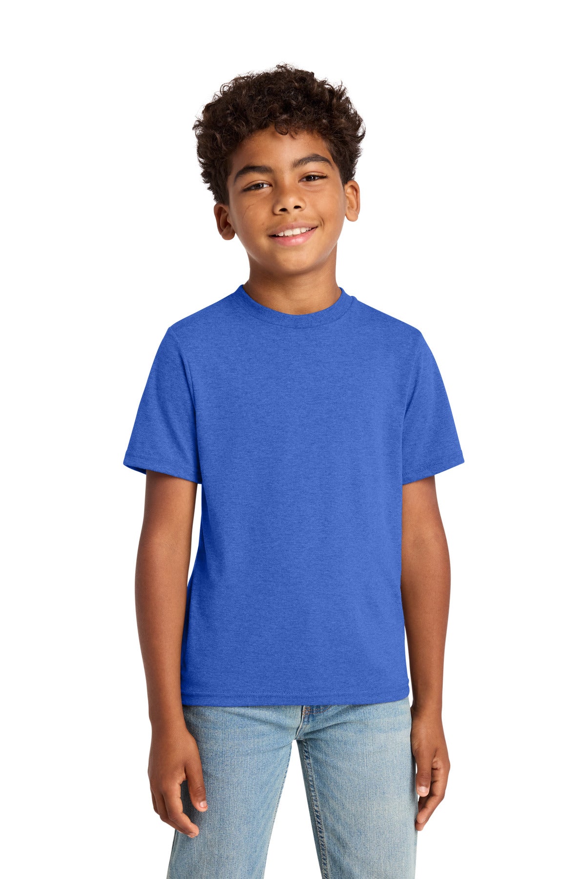 Custom logo Port & Co® Youth Tri-Blend Tee PC330Y in Heather Royal
