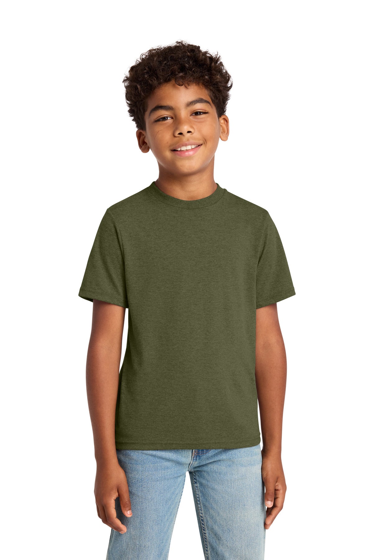Custom logo Port & Co® Youth Tri-Blend Tee PC330Y in Military Green Heather