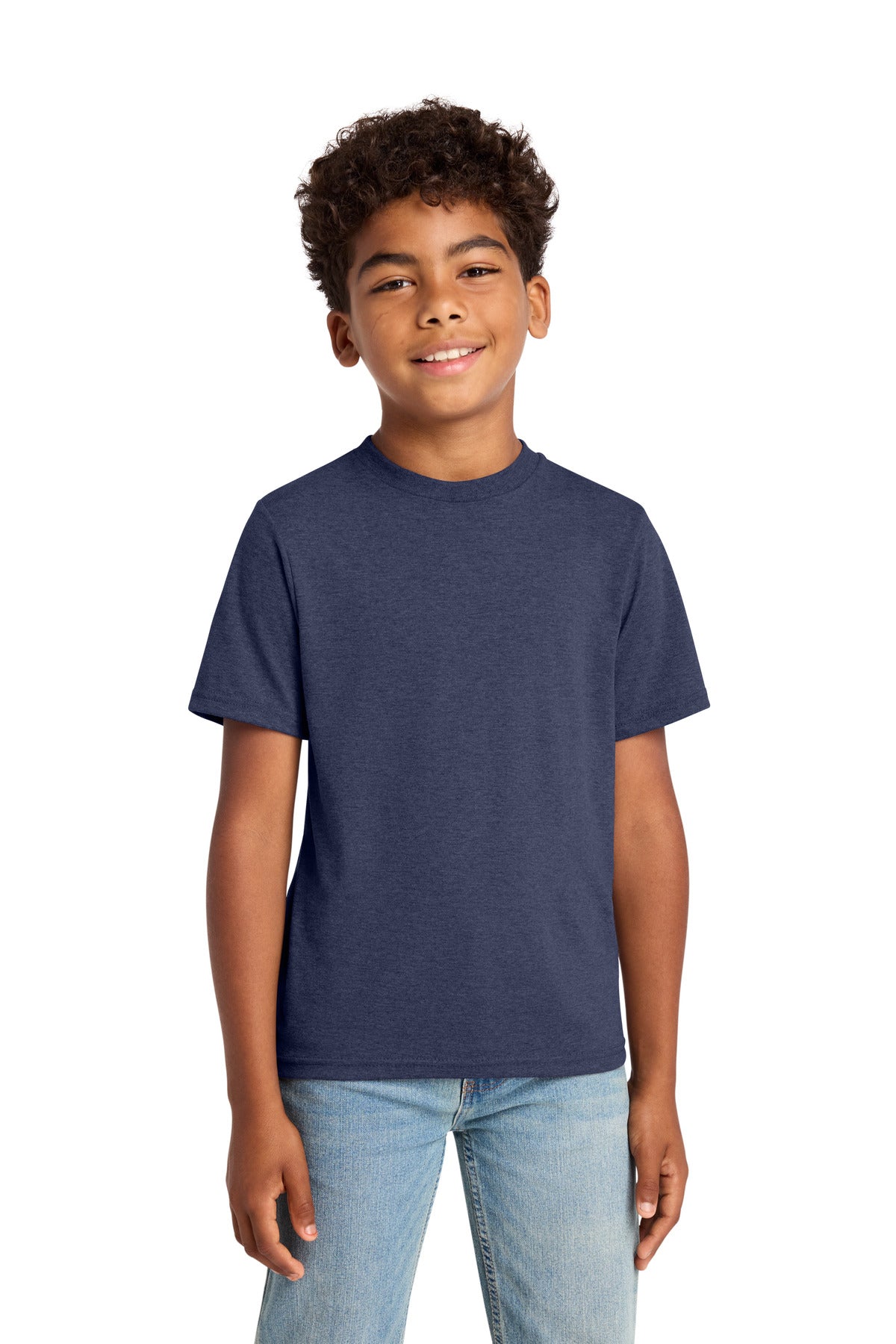 Custom logo Port & Co® Youth Tri-Blend Tee PC330Y in Team Navy Heather