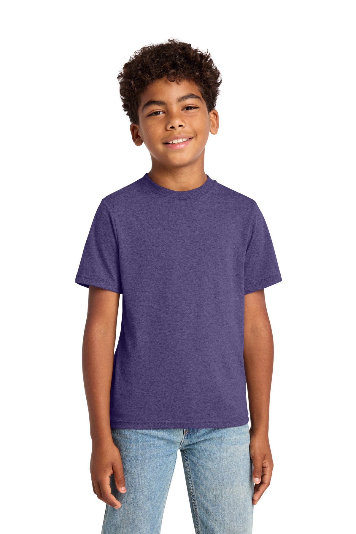 Custom logo Port & Co® Youth Tri-Blend Tee PC330Y in Team Purple Heather