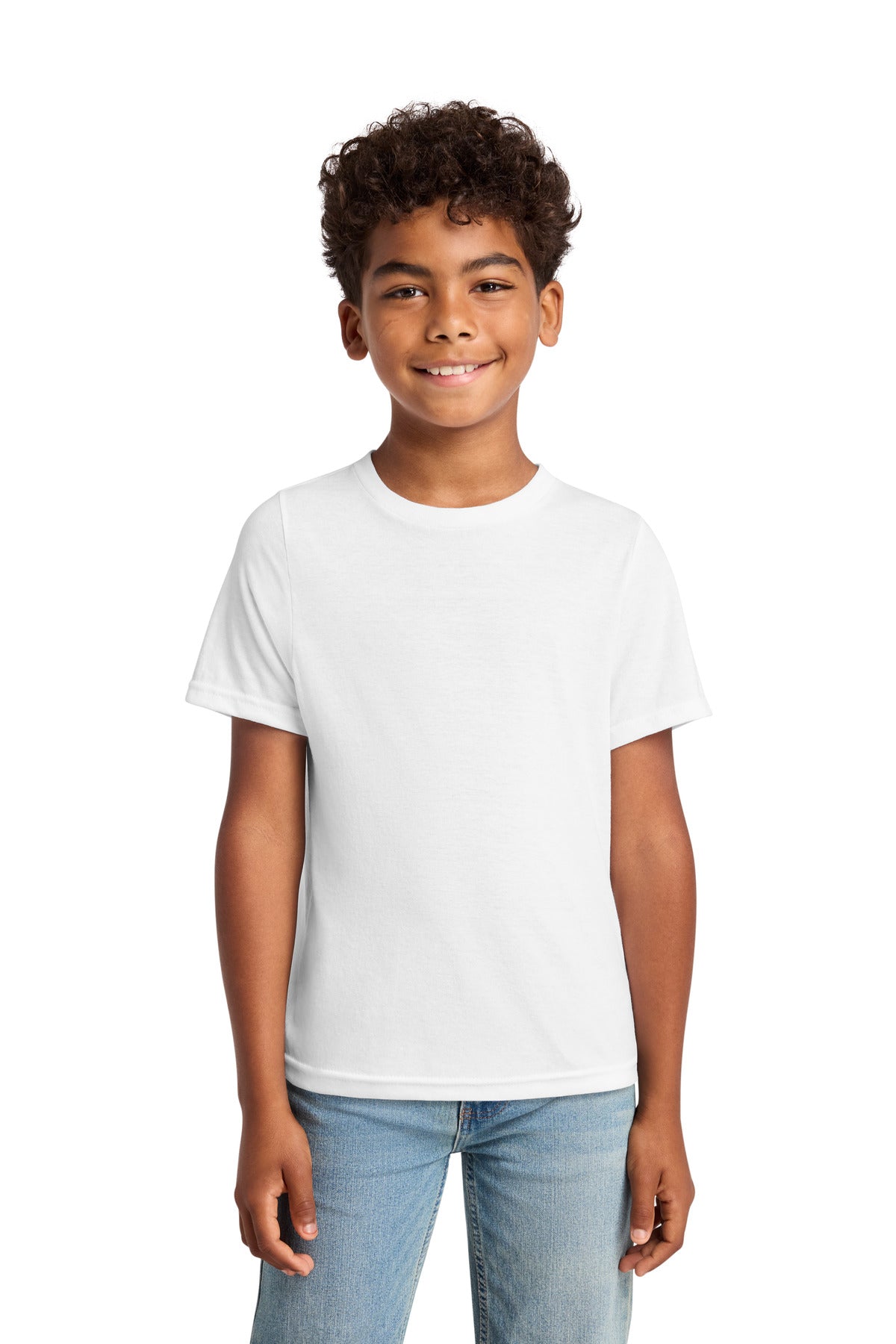 Custom logo Port & Co® Youth Tri-Blend Tee PC330Y in White