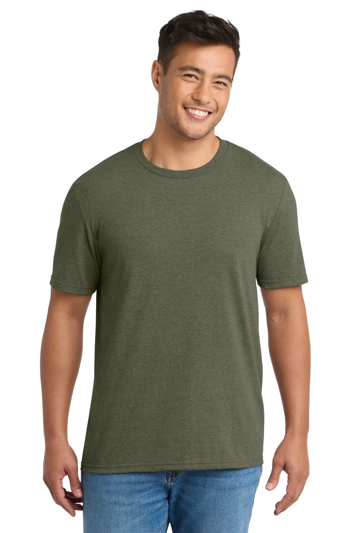 Custom logo Port & Co® Tri-Blend Tee. PC330 in Military Green Heather