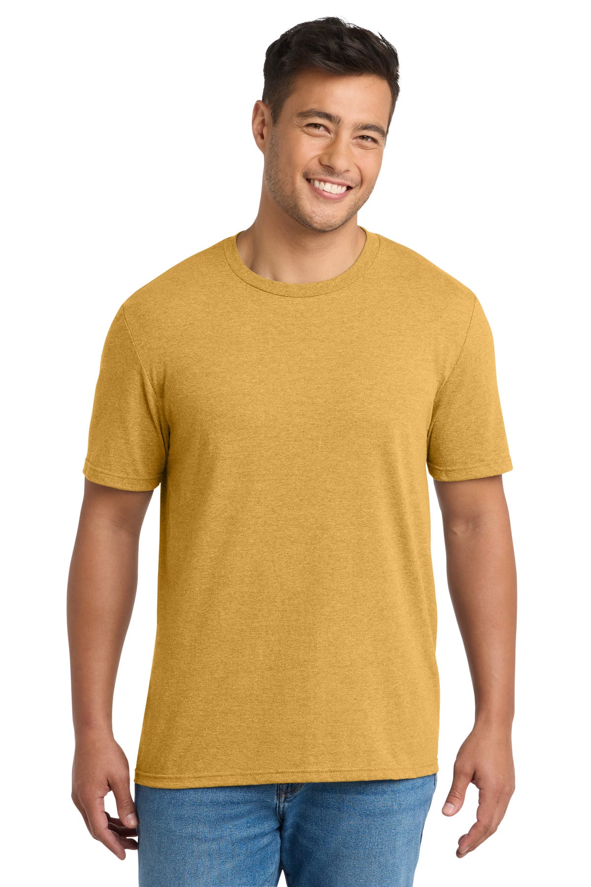 Custom logo Port & Co® Tri-Blend Tee. PC330 in Ochre Yellow Heather