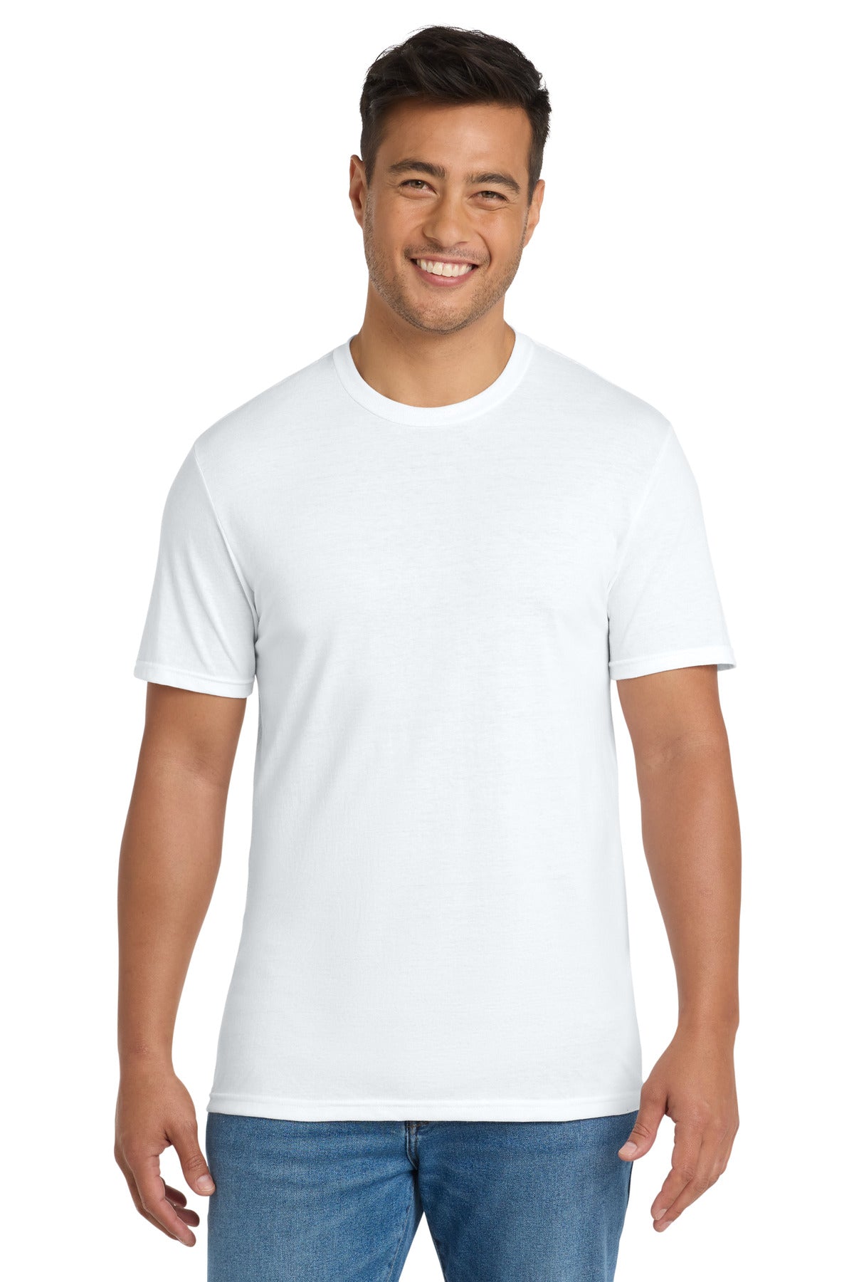 Custom logo Port & Co® Tri-Blend Tee. PC330 in White