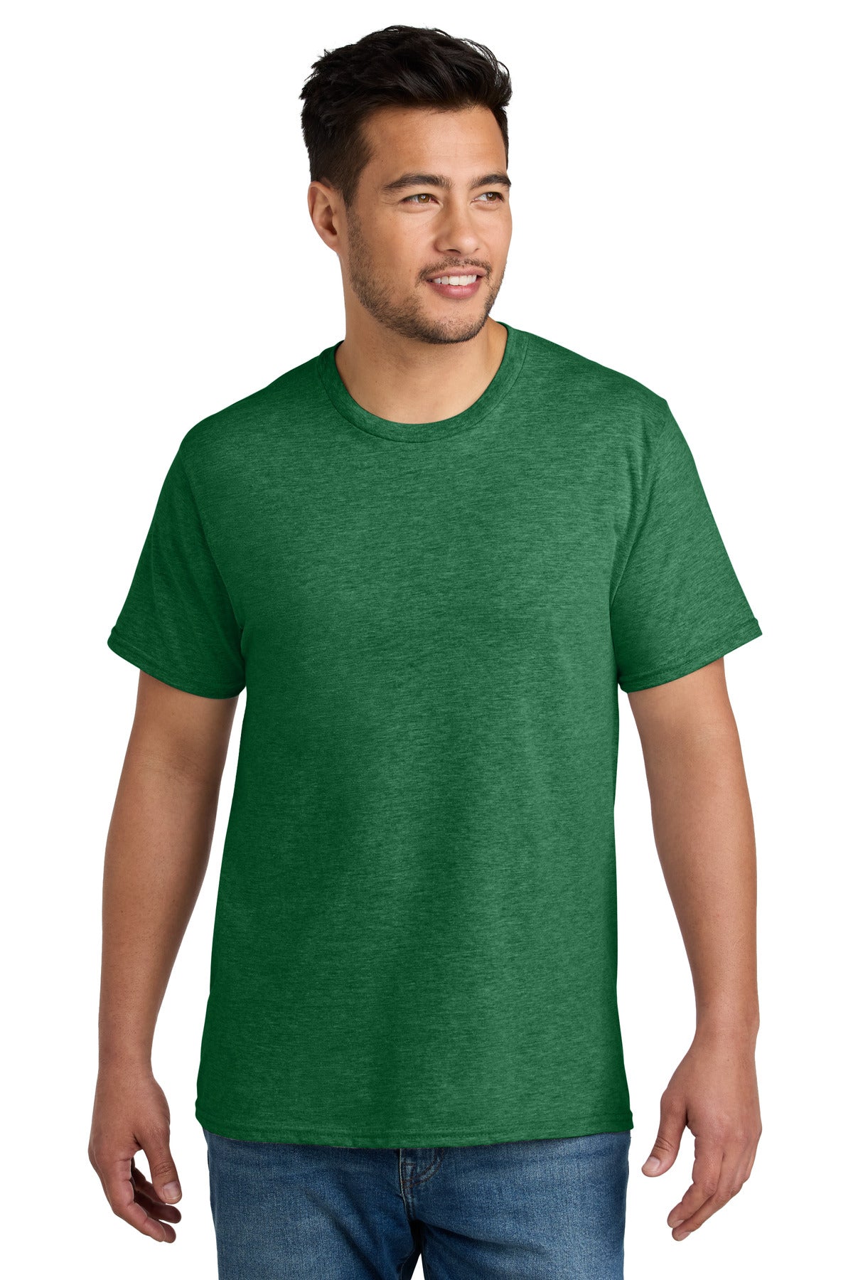 Custom logo Port & Co® CVC Tee PC340 in Athletic Kelly Green Heather