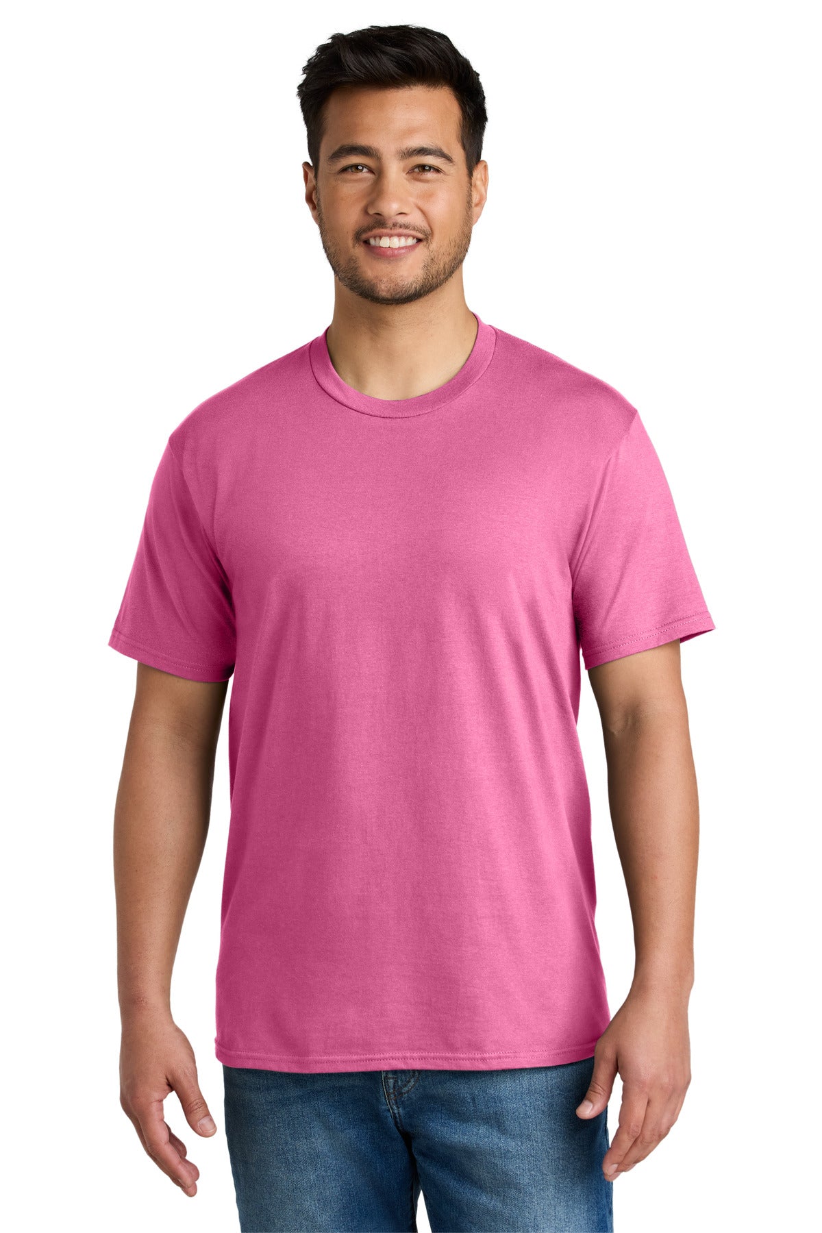 Custom logo Port & Co® CVC Tee PC340 in Awareness Pink