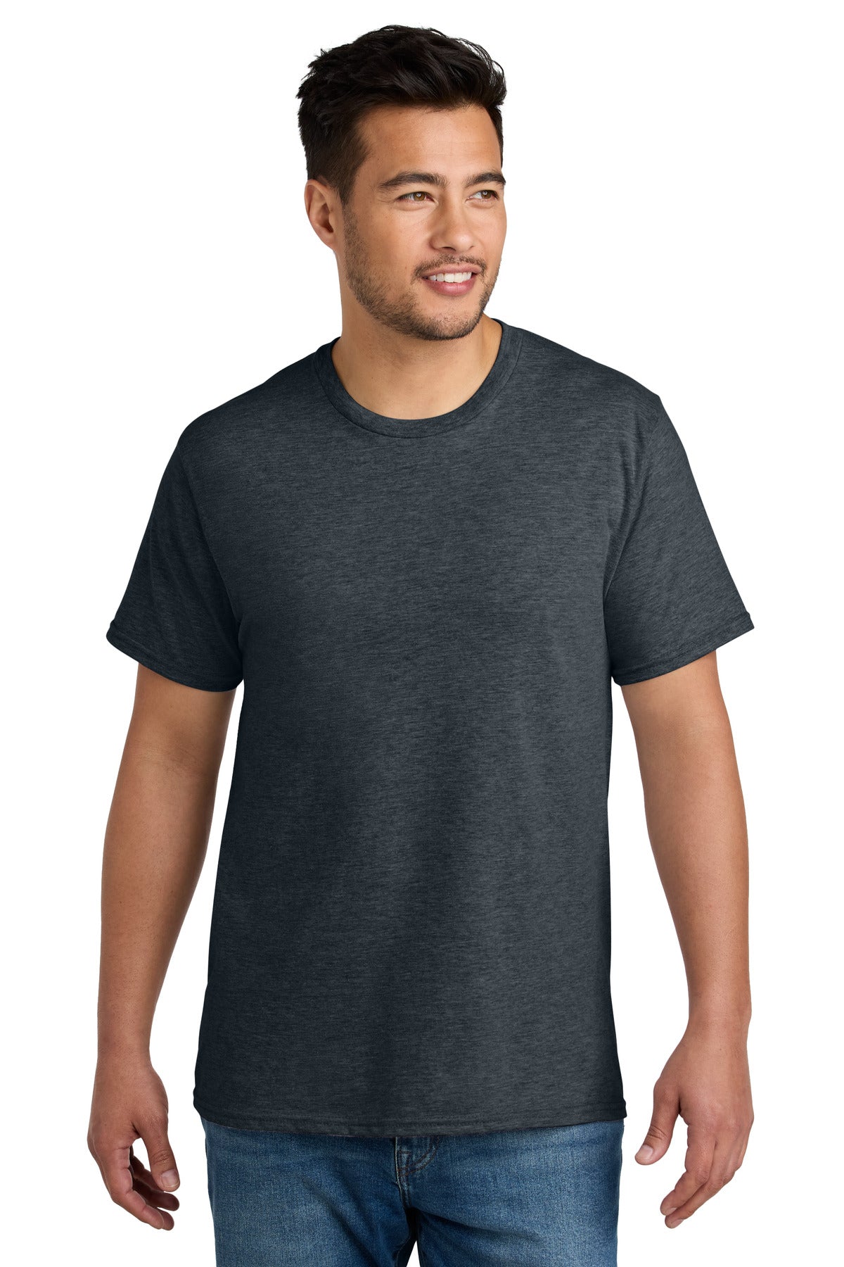 Custom logo Port & Co® CVC Tee PC340 in Dark Heather Grey