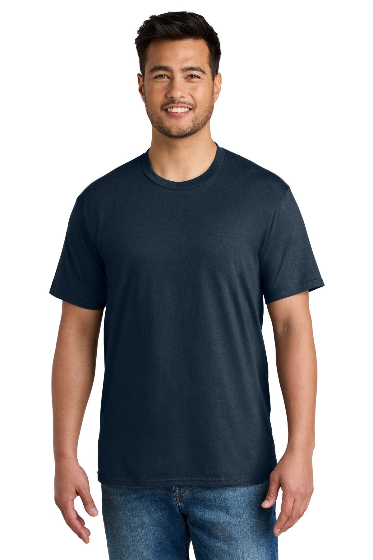 Custom logo Port & Co® CVC Tee PC340 in Deep Navy