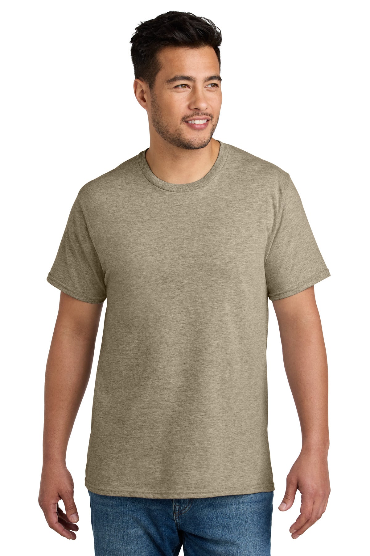 Custom logo Port & Co® CVC Tee PC340 in Desert Tan Heather