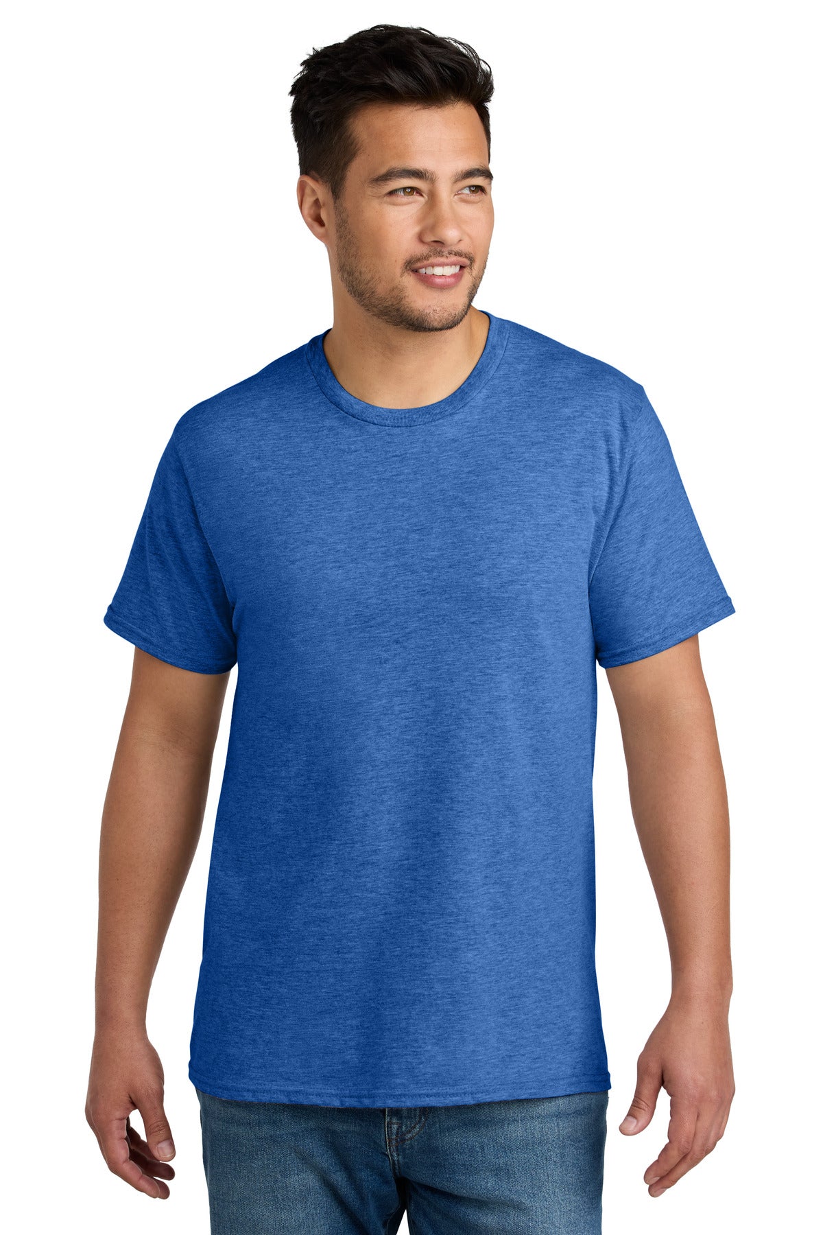 Custom logo Port & Co® CVC Tee PC340 in Heather Royal