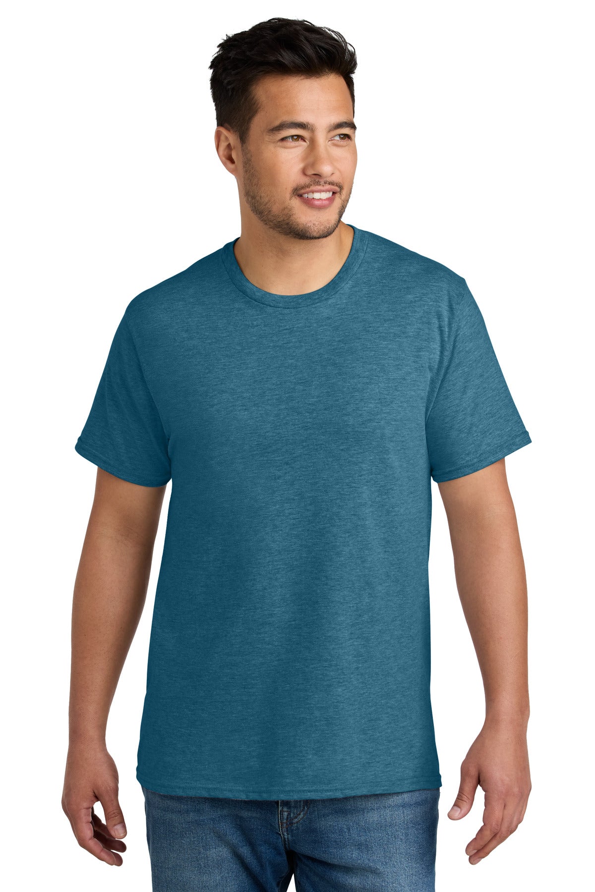 Custom logo Port & Co® CVC Tee PC340 in Mountain Blue Heather