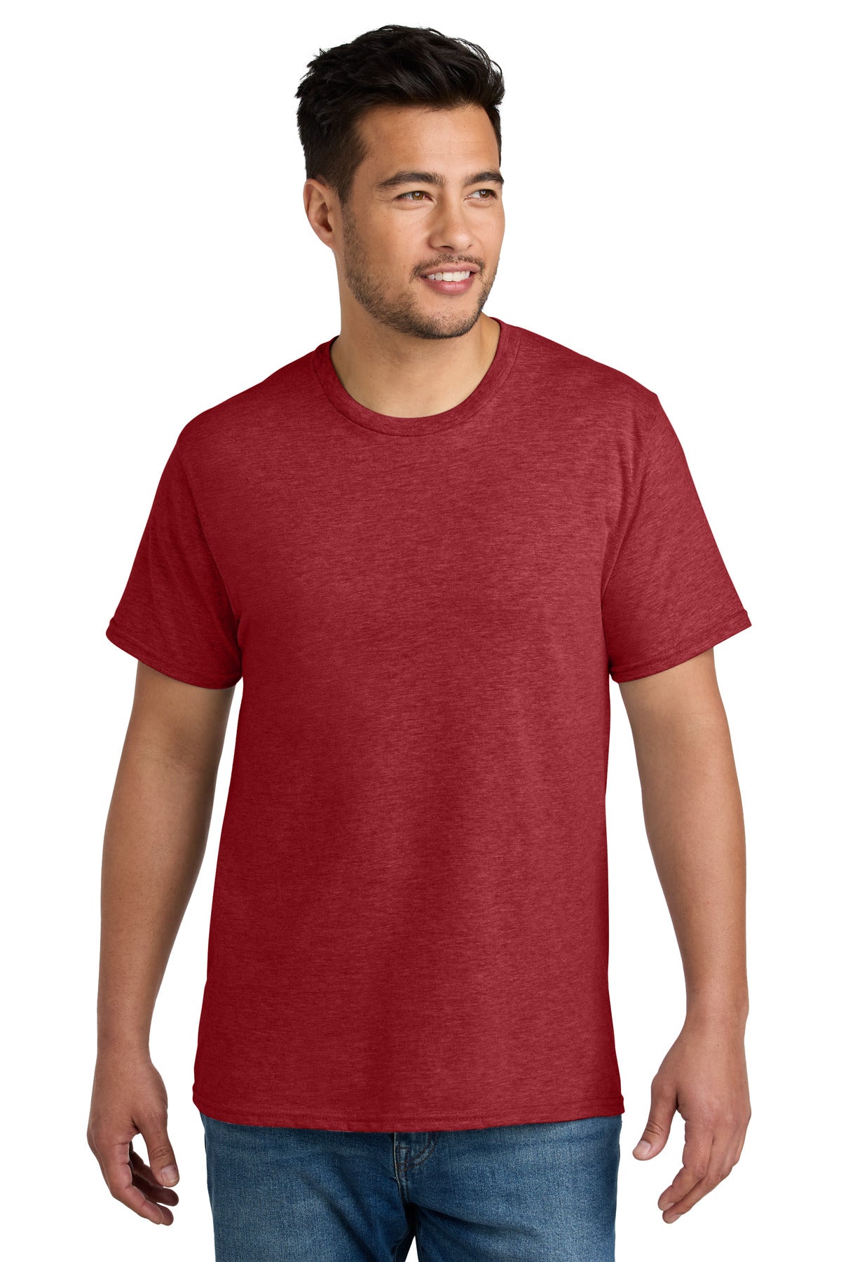 Custom logo Port & Co® CVC Tee PC340 in Team Cardinal Heather