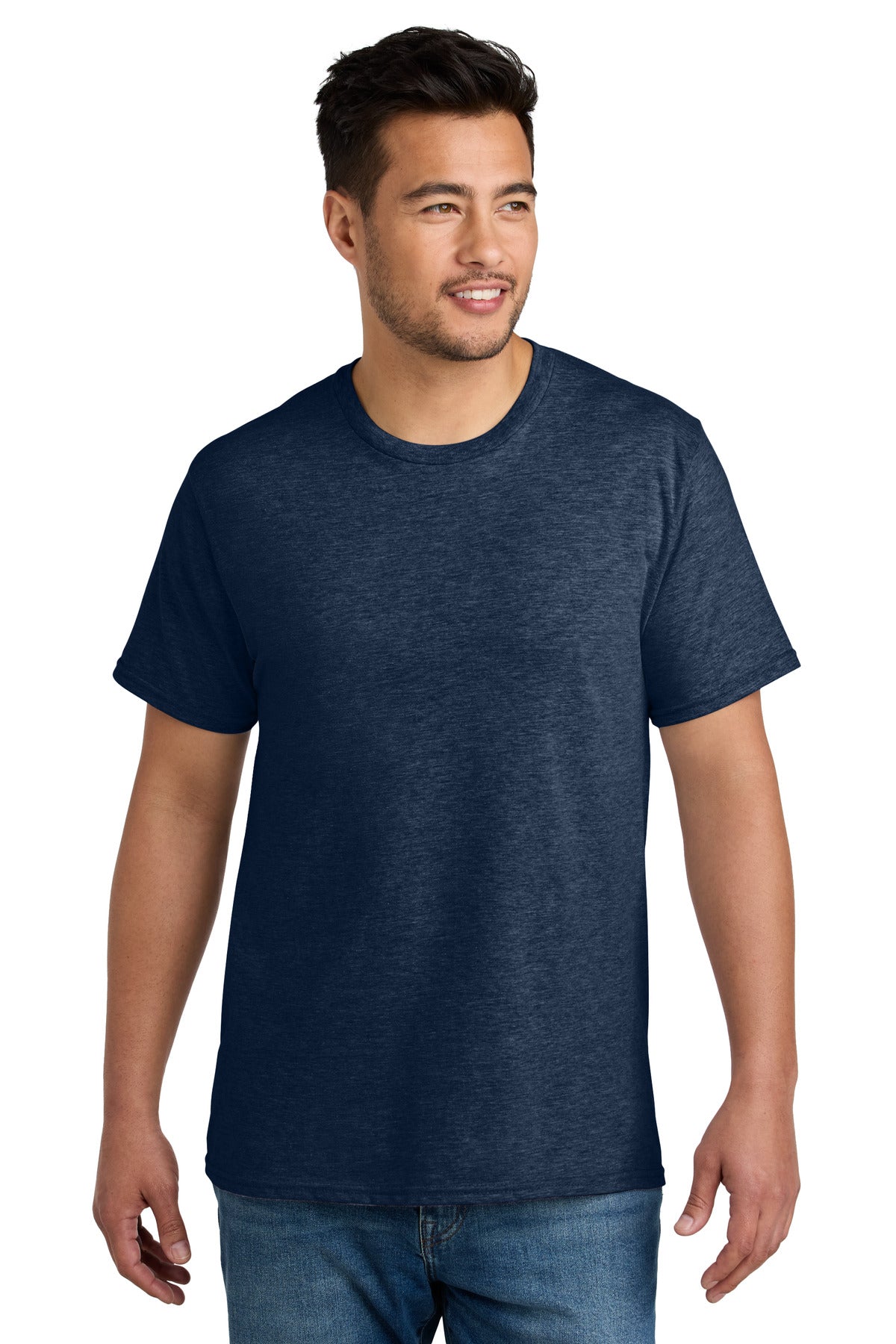 Custom logo Port & Co® CVC Tee PC340 in Team Navy Heather