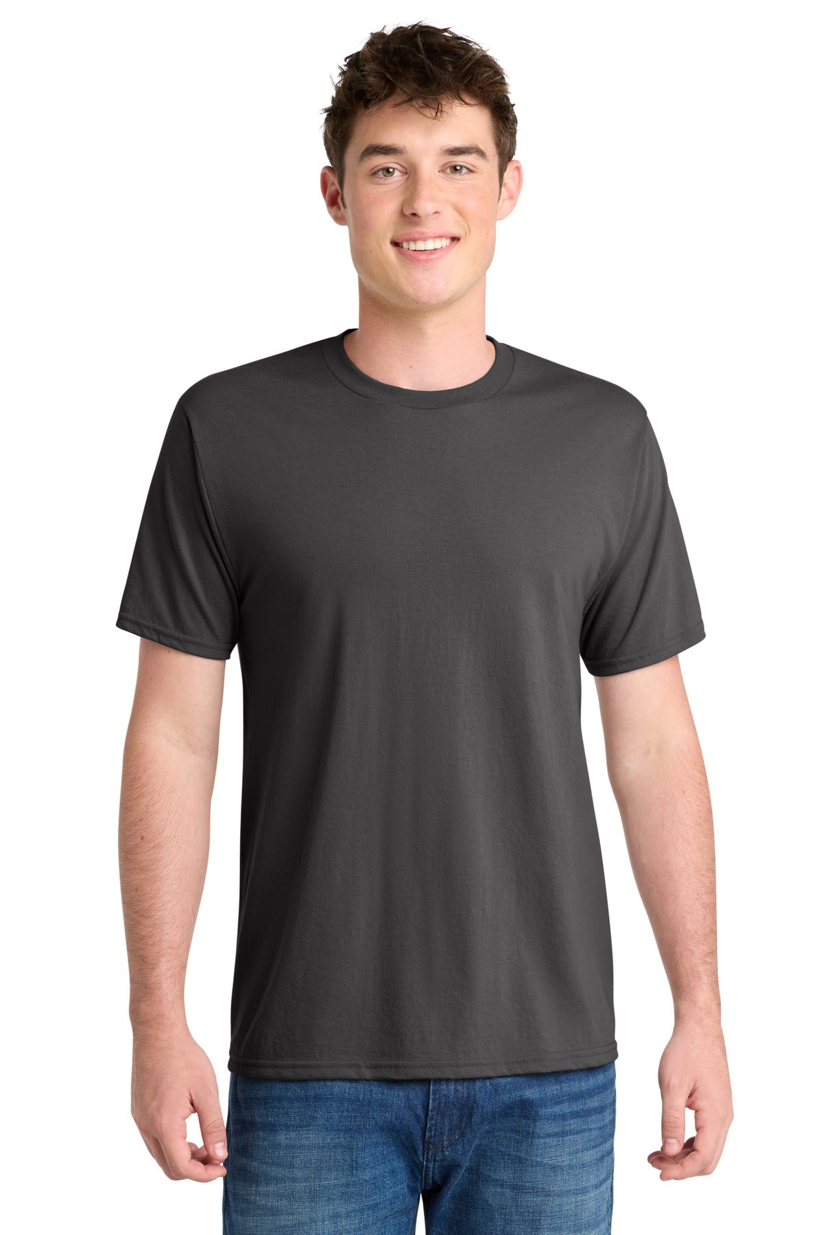 Custom logo Port & Co® Performance Blend Tee. PC381 in Charcoal