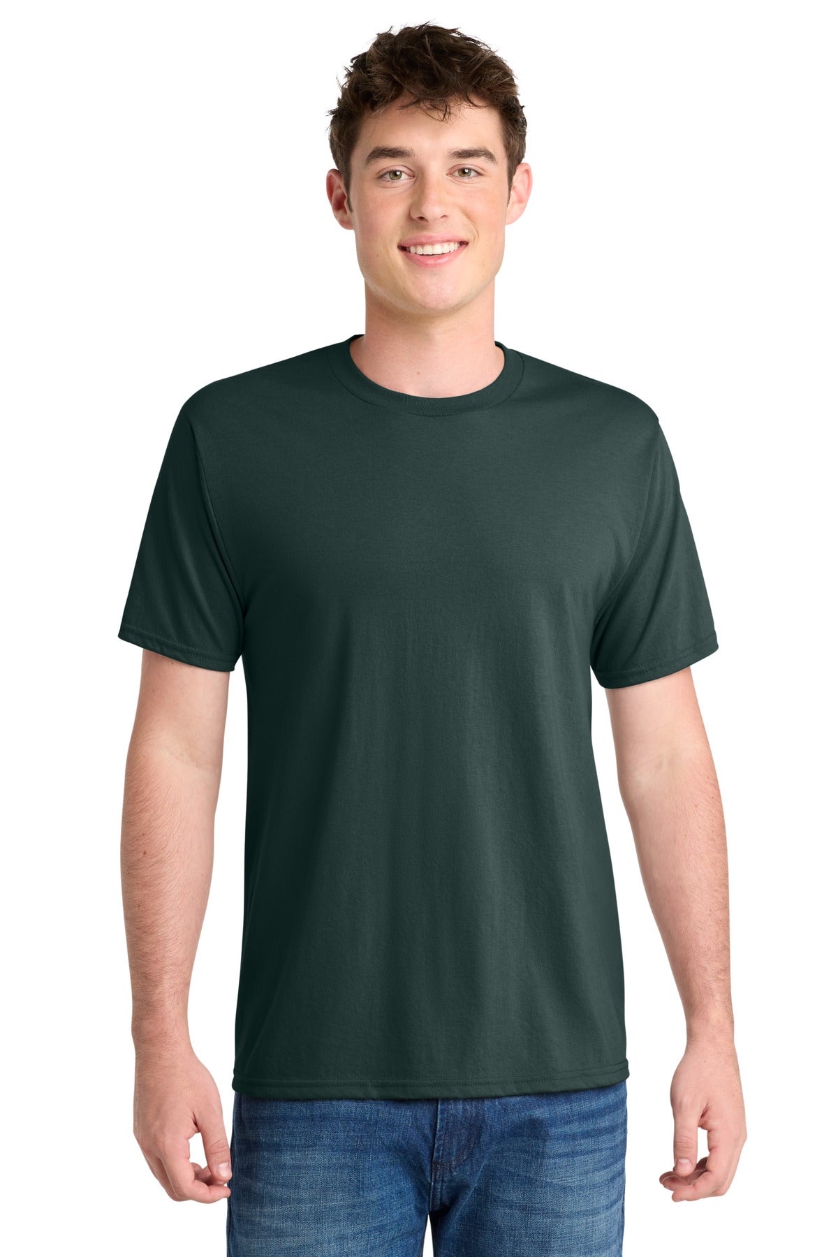 Custom logo Port & Co® Performance Blend Tee. PC381 in Dark Green
