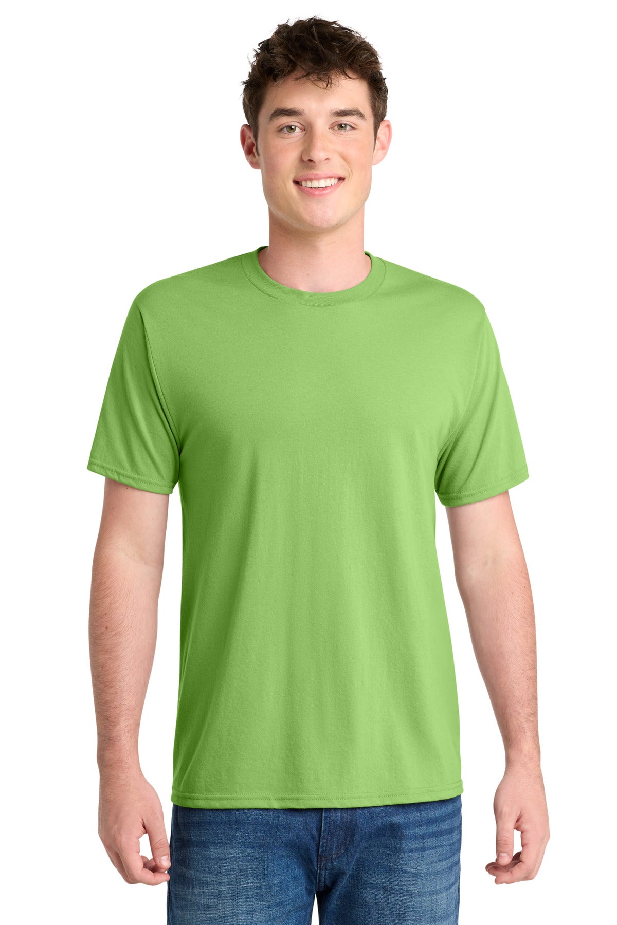Custom logo Port & Co® Performance Blend Tee. PC381 in Lime