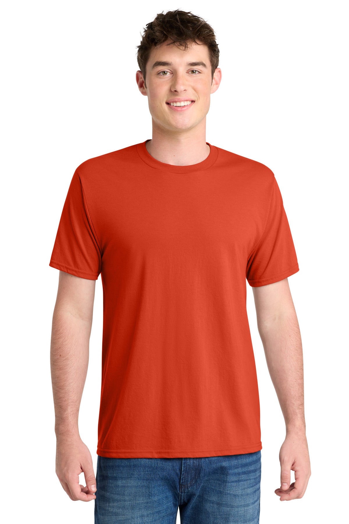 Custom logo Port & Co® Performance Blend Tee. PC381 in Orange