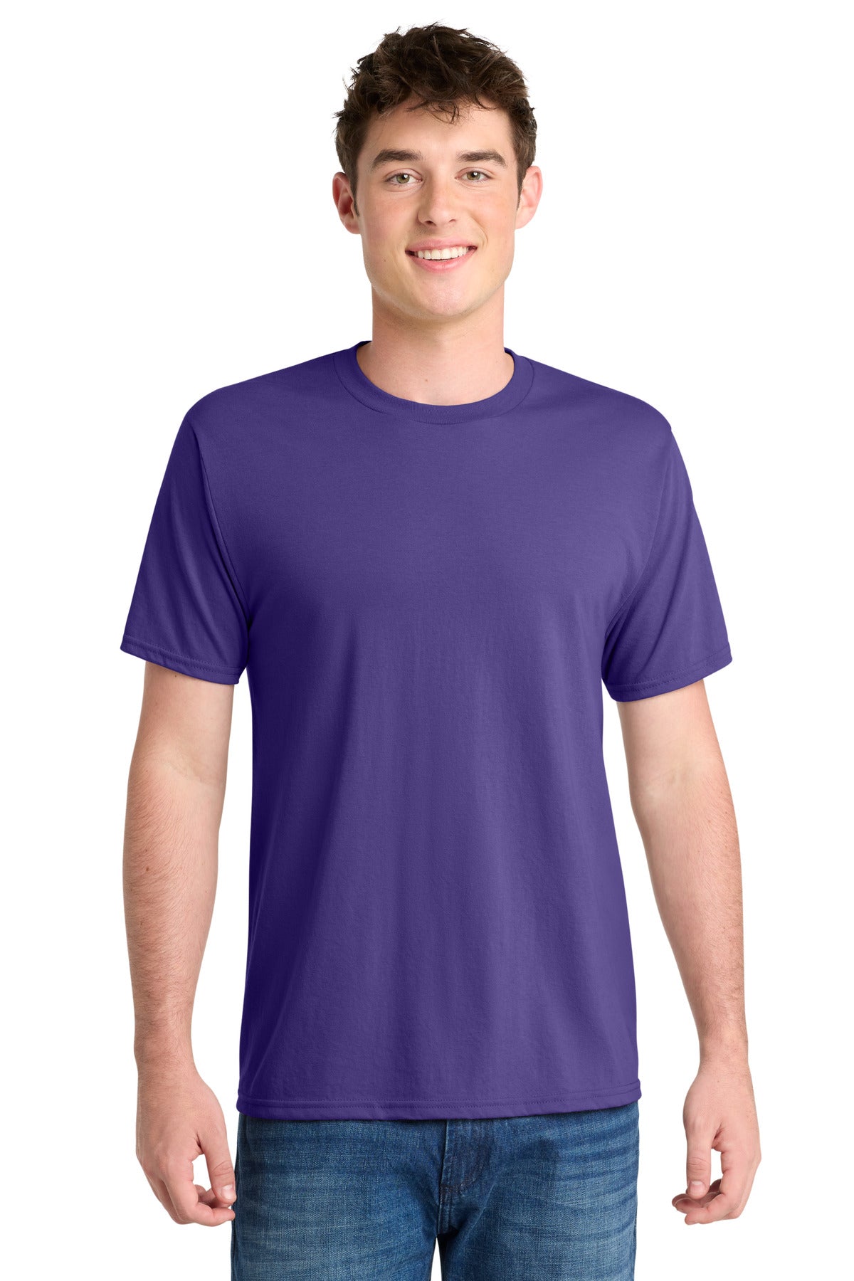 Custom logo Port & Co® Performance Blend Tee. PC381 in Purple