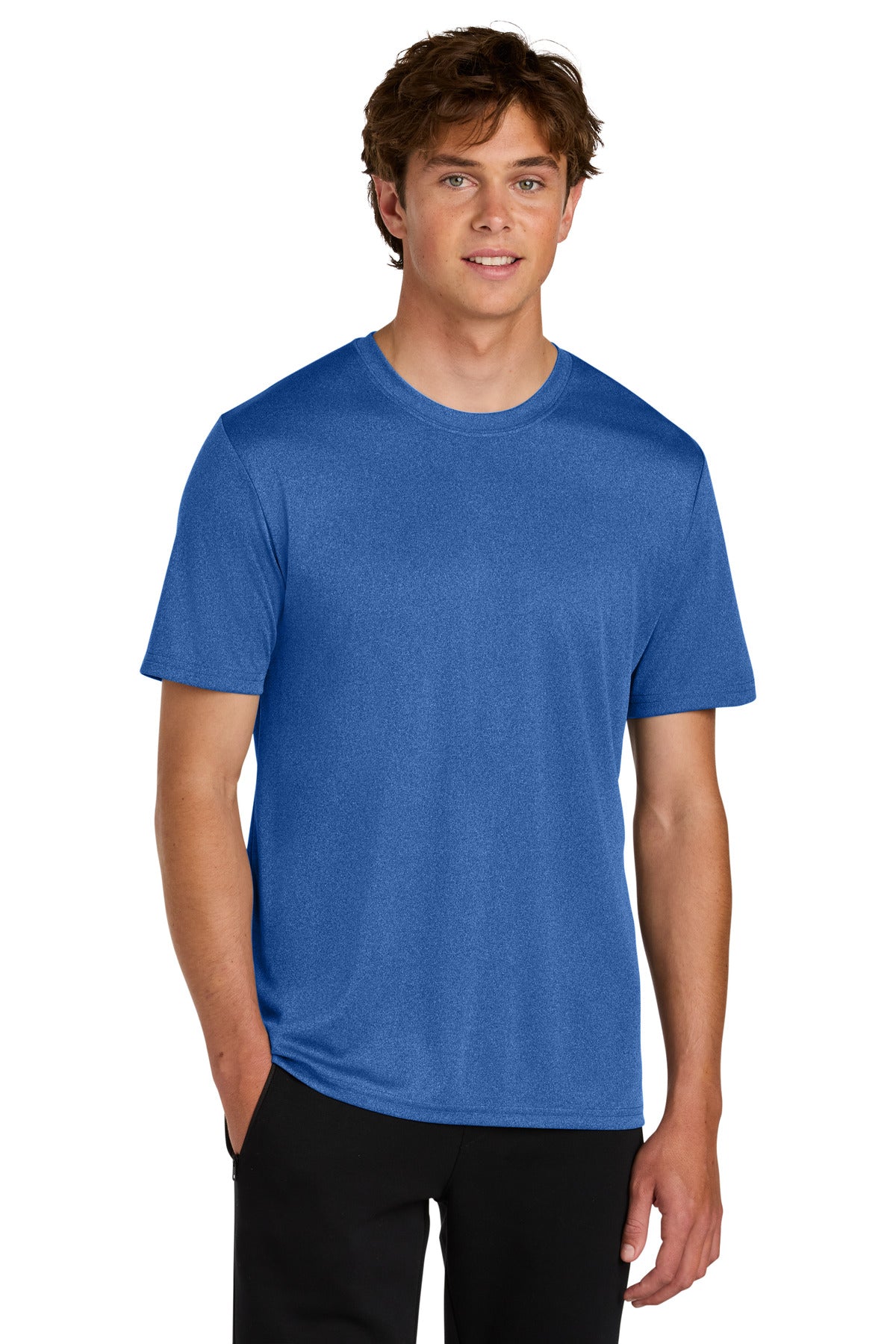Custom logo Port & Co® Heather Performance Tee PC390 in True Royal Heather