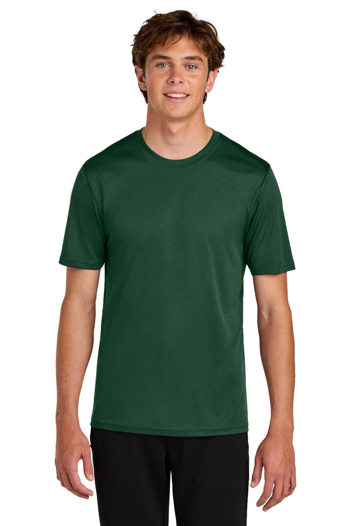 Custom logo Port & Co® Heather Performance Tee PC390 in Vintage Forest Green