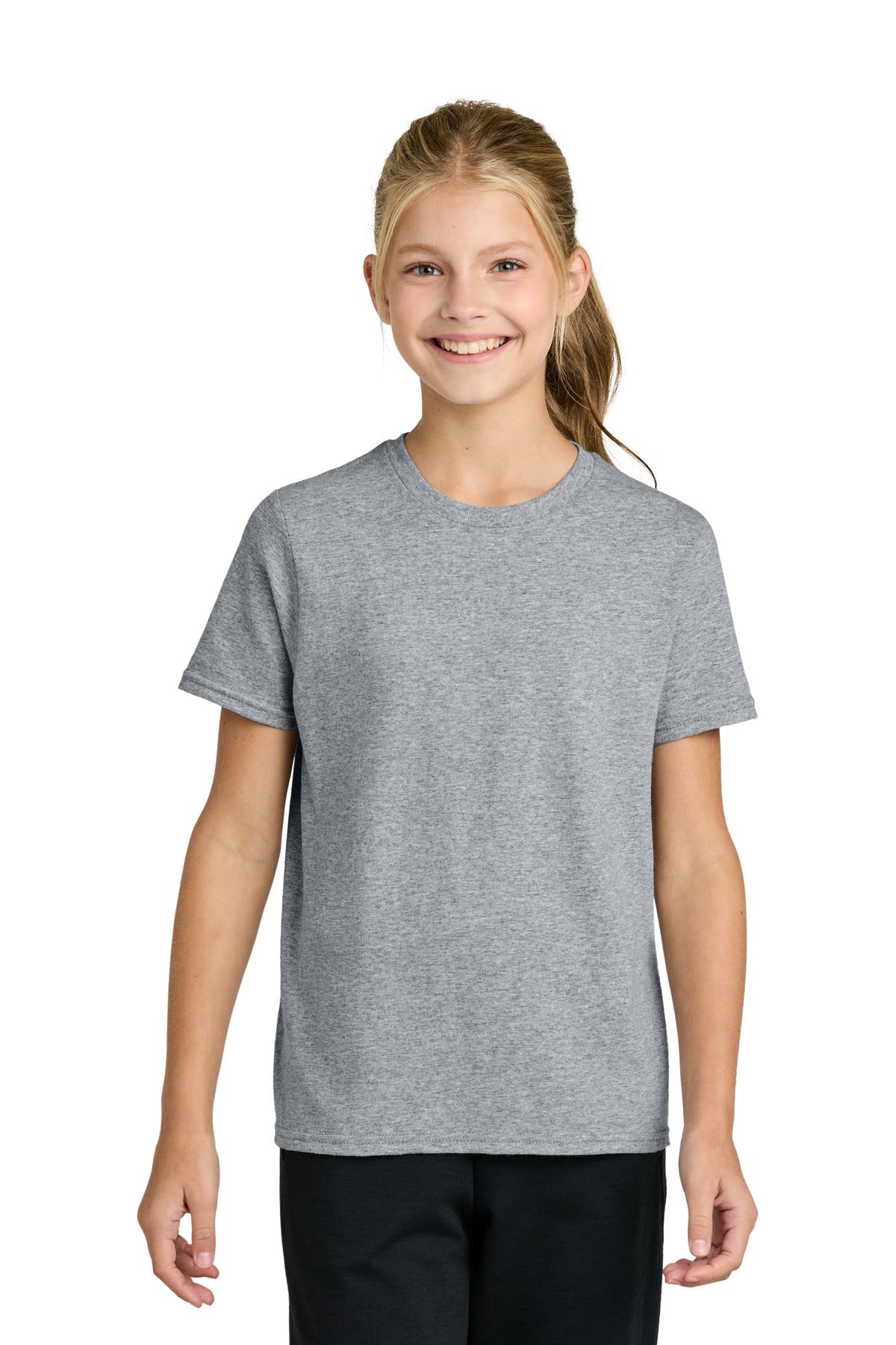 Custom logo Port & Co® Youth Easy Cotton Tee PC43Y in Athletic Heather