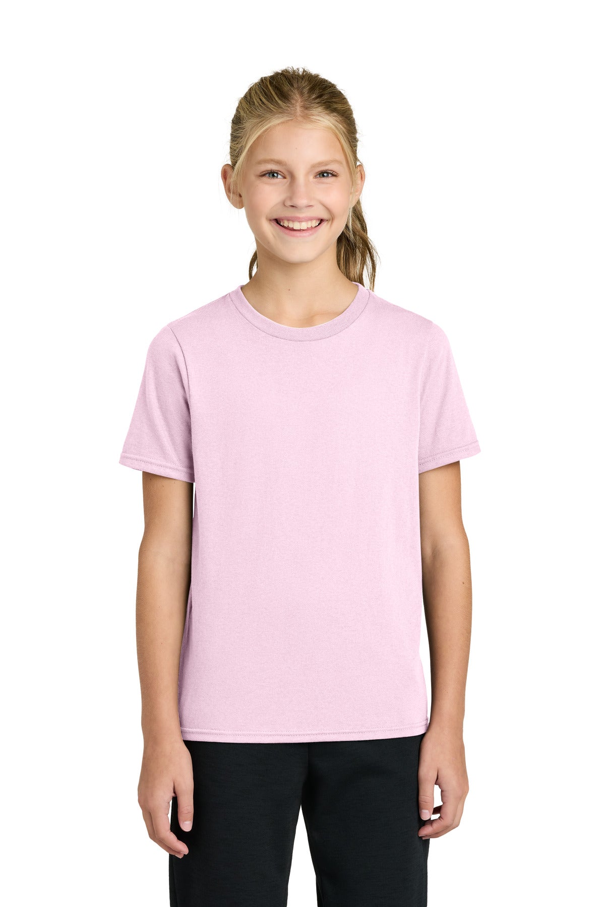 Custom logo Port & Co® Youth Easy Cotton Tee PC43Y in Cherry Blossom